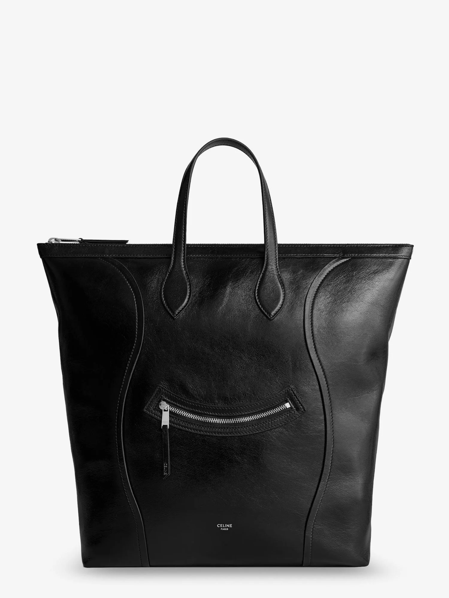 Celine Men Cabas Leather Shopping Bag With Front Logo - 1
