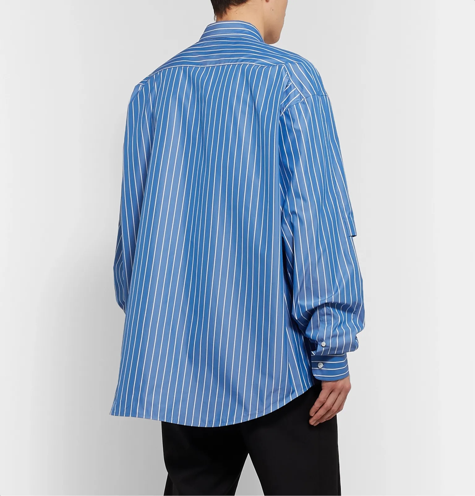 Oversized Logo-Embroidered Striped Cotton-Blend Poplin Shirt - 5