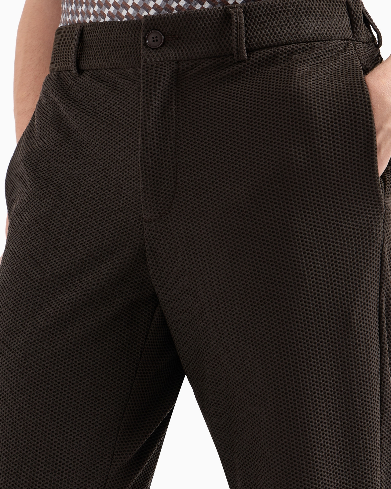 Technical waffle flat-front trousers - 5