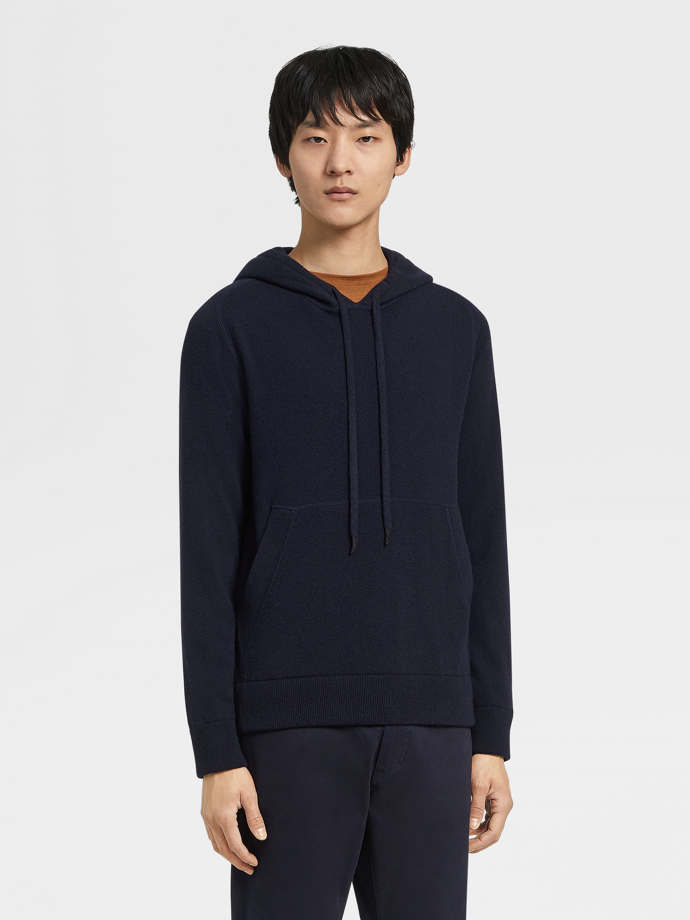 NAVY BLUE OASI CASHMERE HOODIE - 2