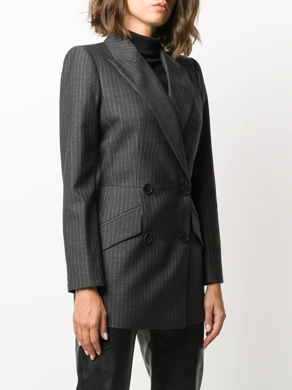 pinstripe double-breasted blazer - 3