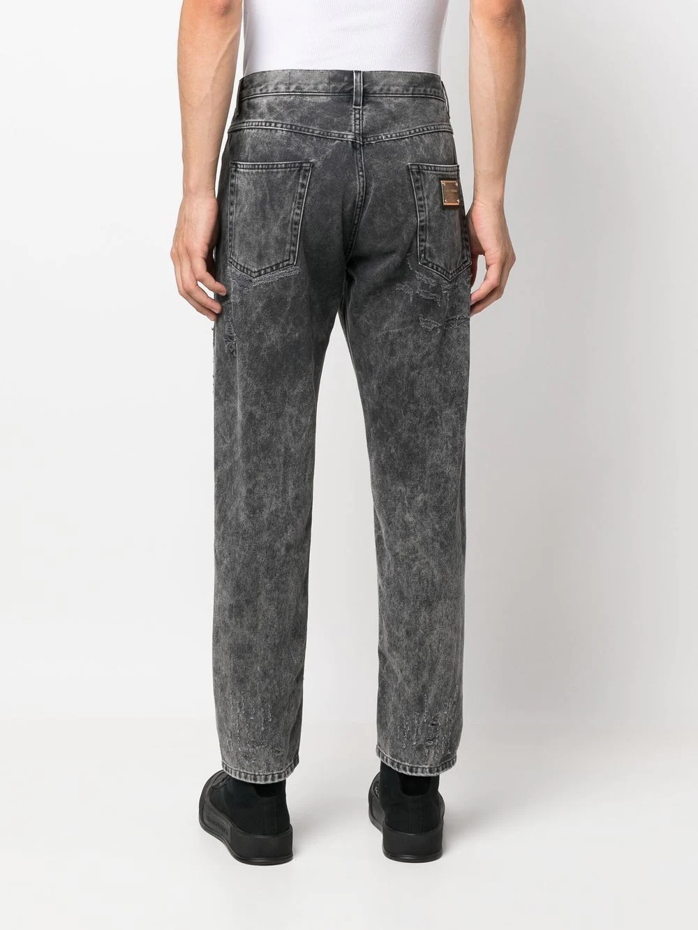 distressed-finish straight-leg jeans - 4