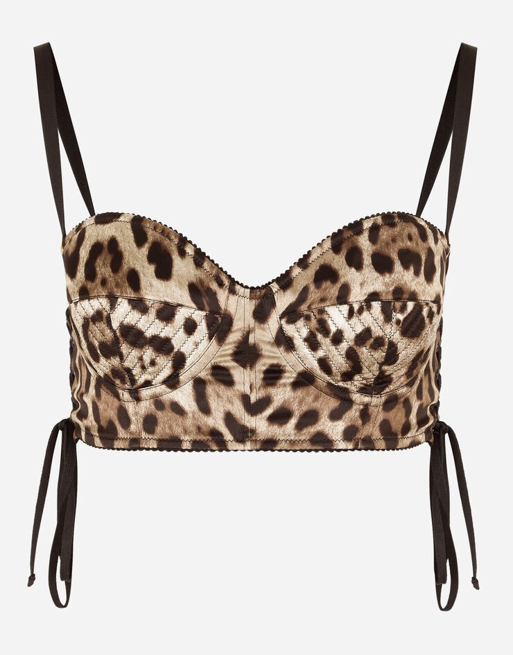 Leopard-print satin top with laces - 3