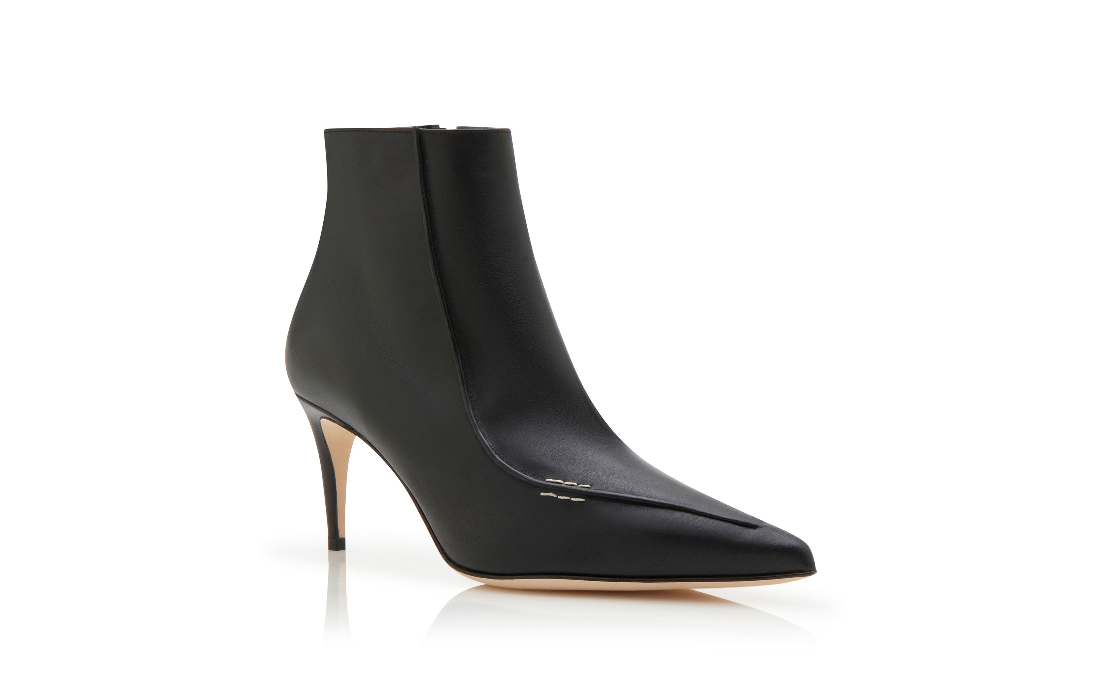 Black Calf Leather Ankle Boots - 3