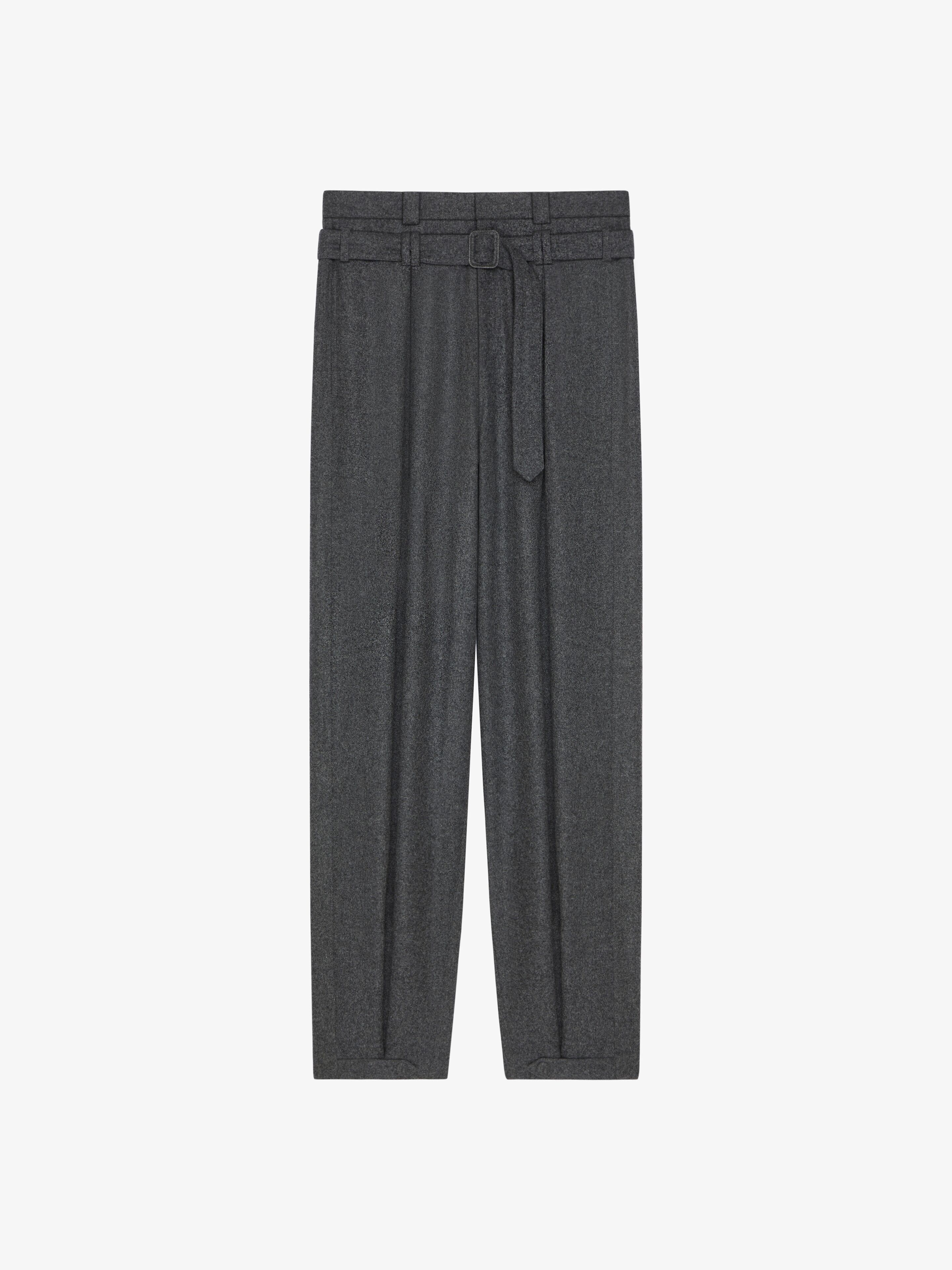 PANTS IN WOOL WITH DOUBLE WAIST DETAIL - 1