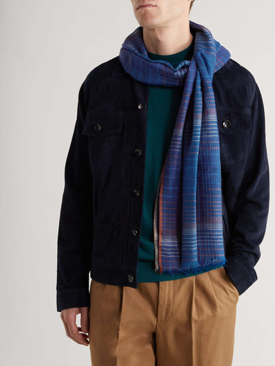 Paul Smith Fringed Checked Wool Scarf outlook