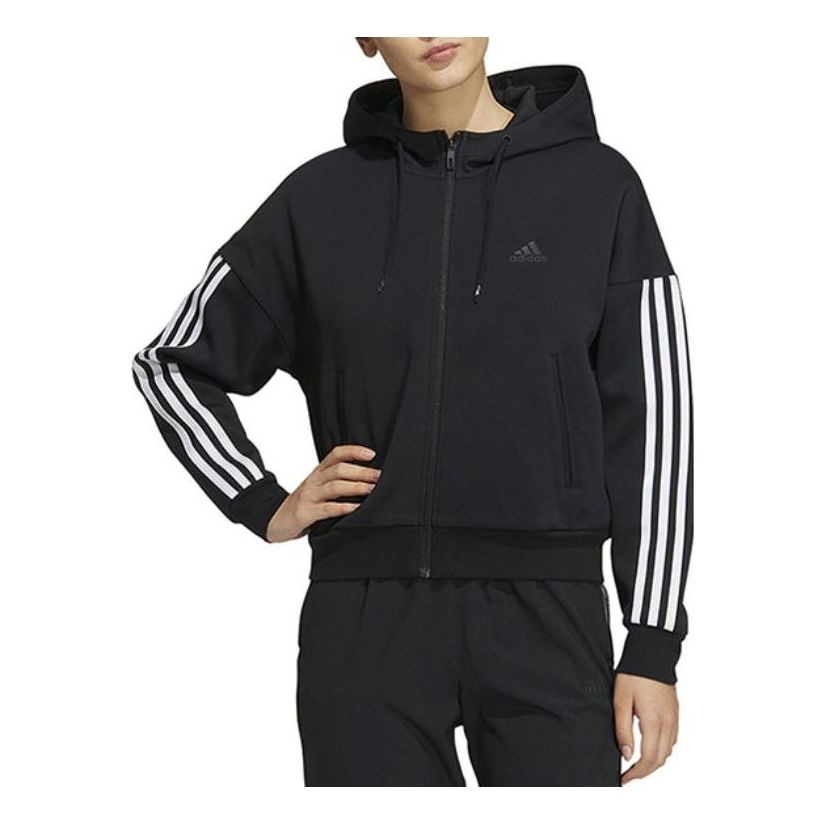 (WMNS) adidas Must Have Knit Jacket 'Black' HM7046 - 2