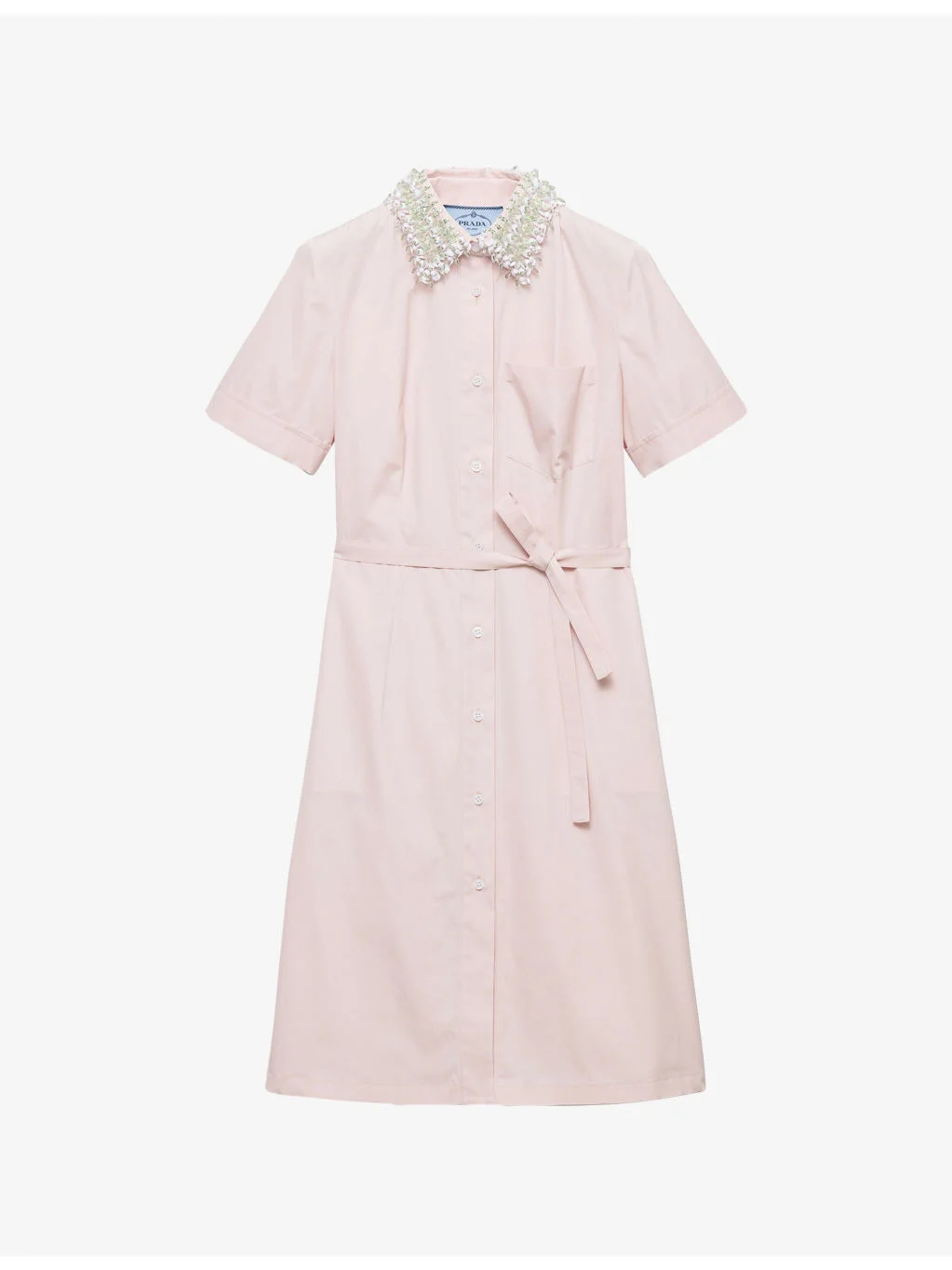 Embroidered-Collar Cotton Poplin Shirt Dress - 1