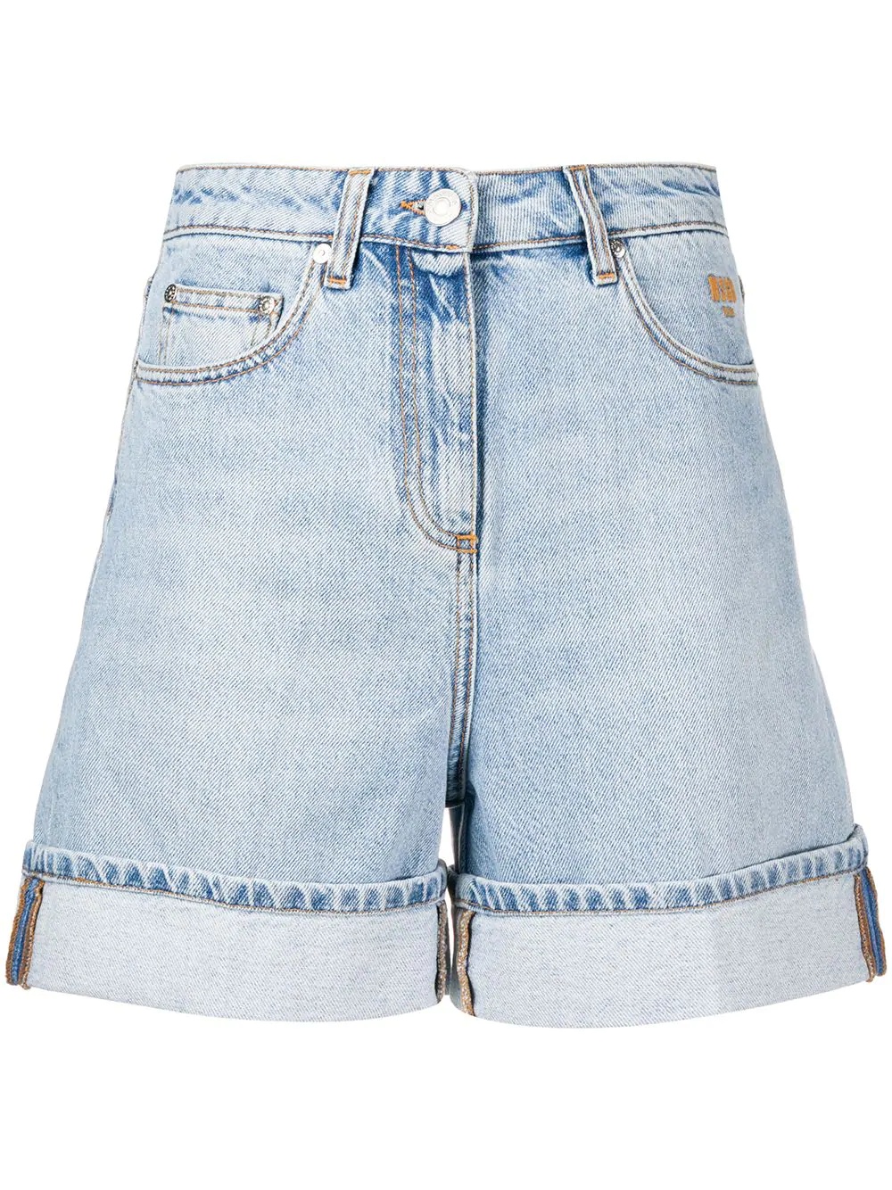 high-rise denim shorts - 1