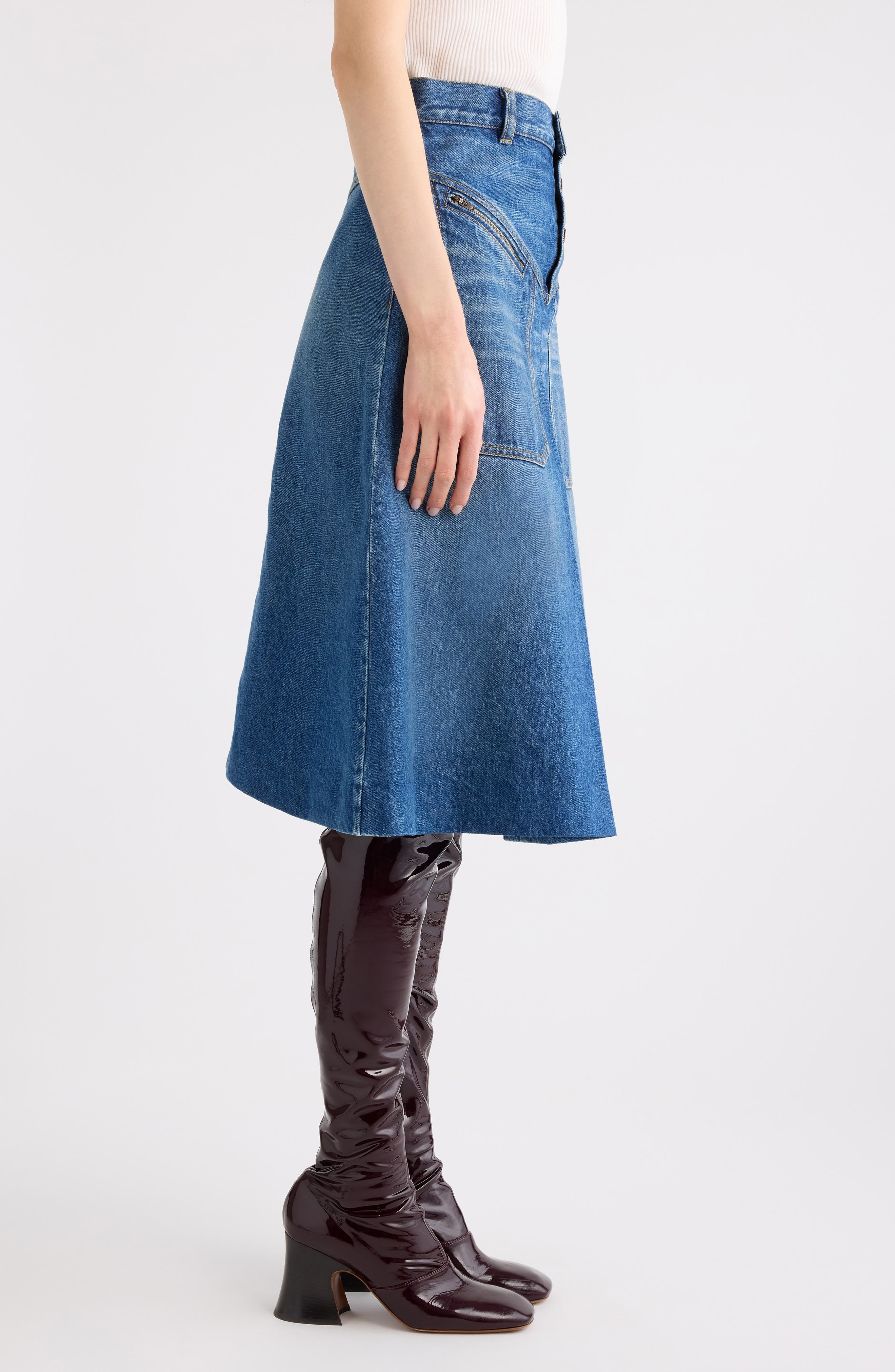 Chloé Broken Blue Denim Skirt in Hazy Blue at Nordstrom - 4