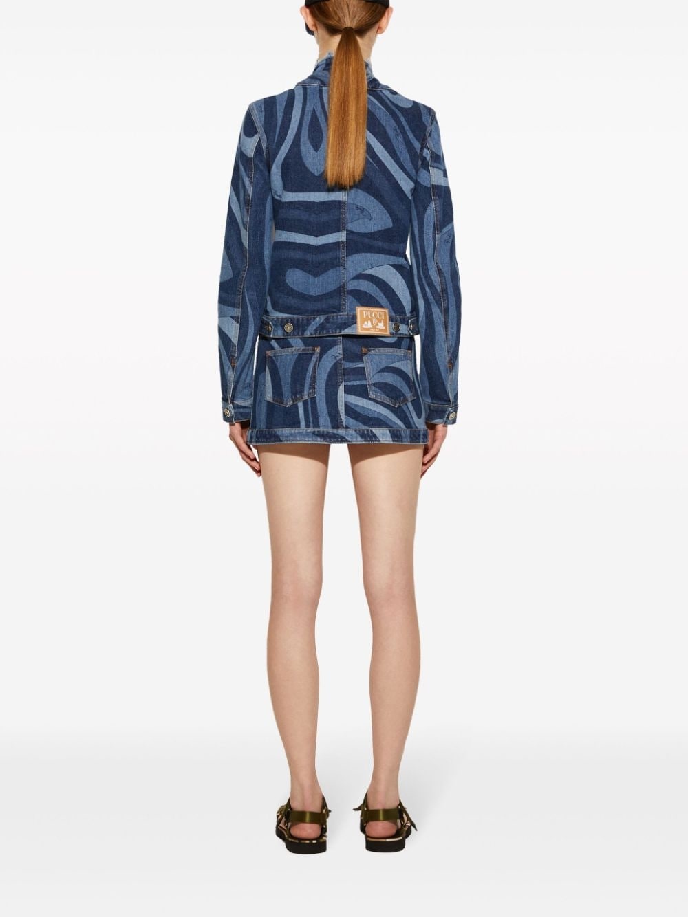 Marmo-print denim jacket - 4