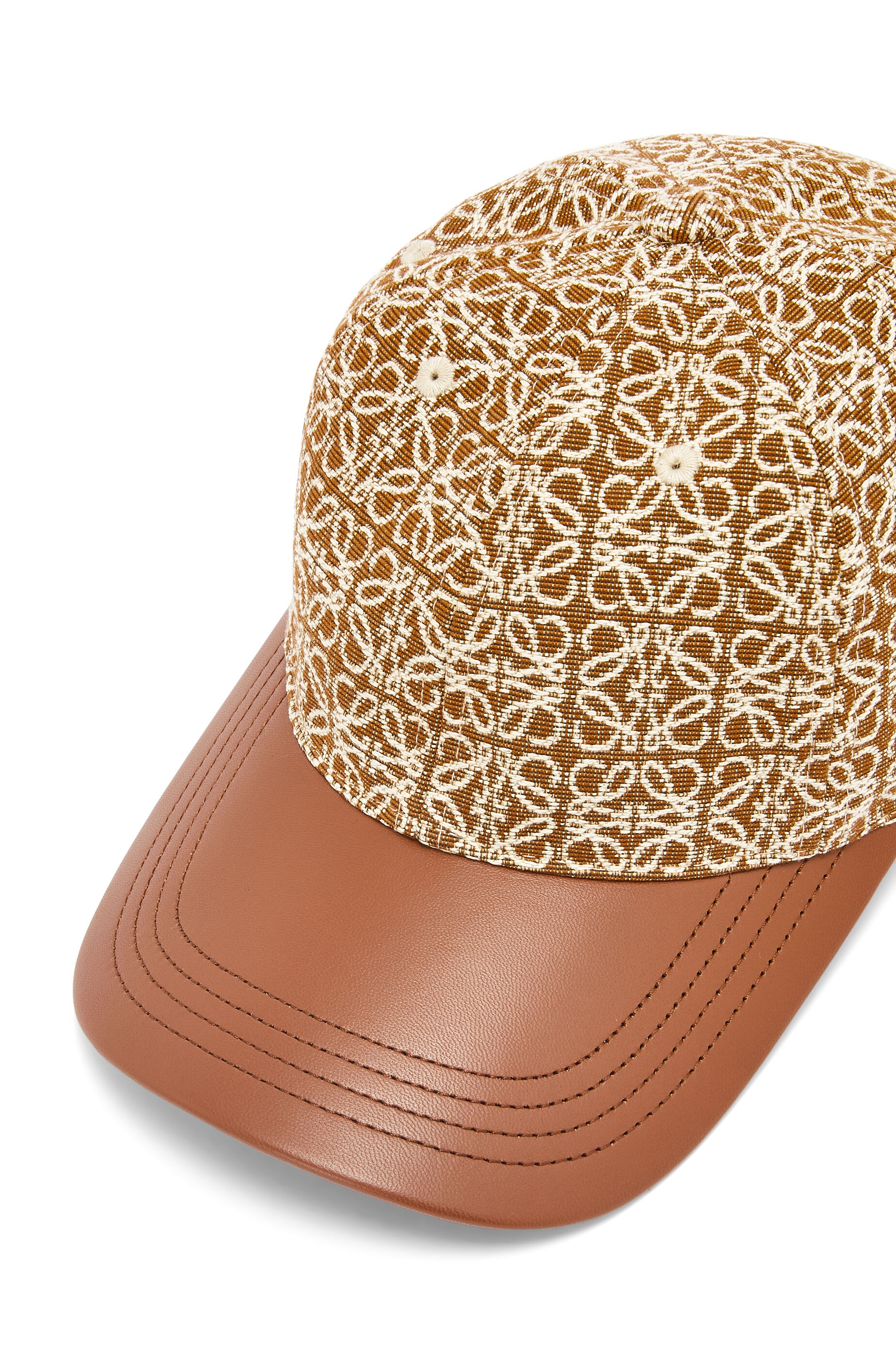 Anagram cap in jacquard and calfskin - 5