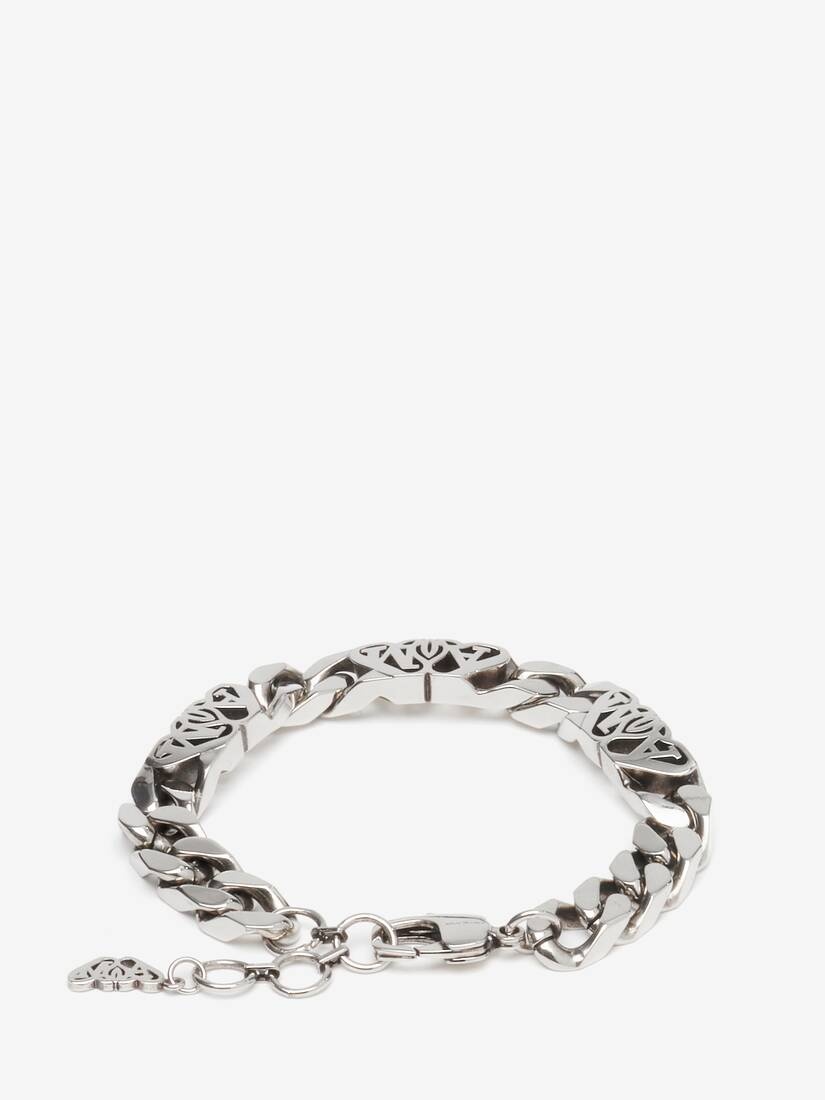 Men's Seal Logo Chain Bracelet in Antique Silver - 3