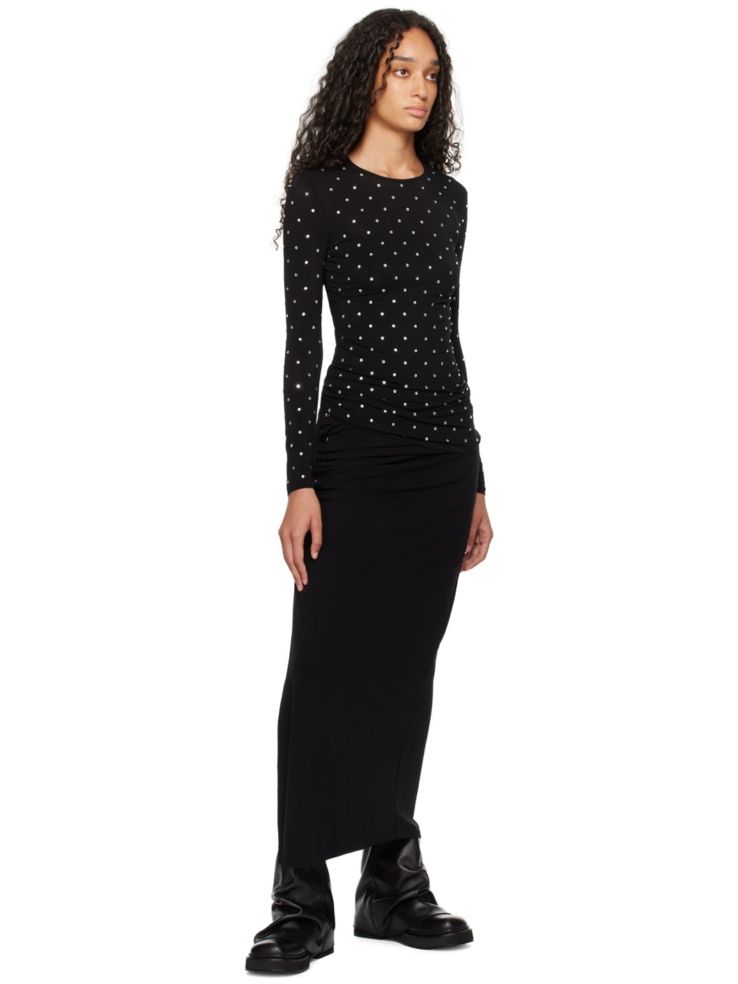 Black Crystal-Embellished Top - 4