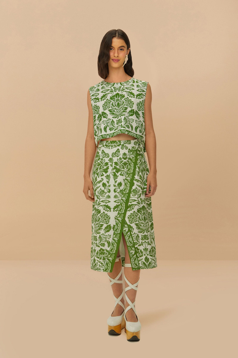 FARM RIO Green Delicate Tapestry Lenzing™ Ecovero™ Euroflax™ Blouse outlook