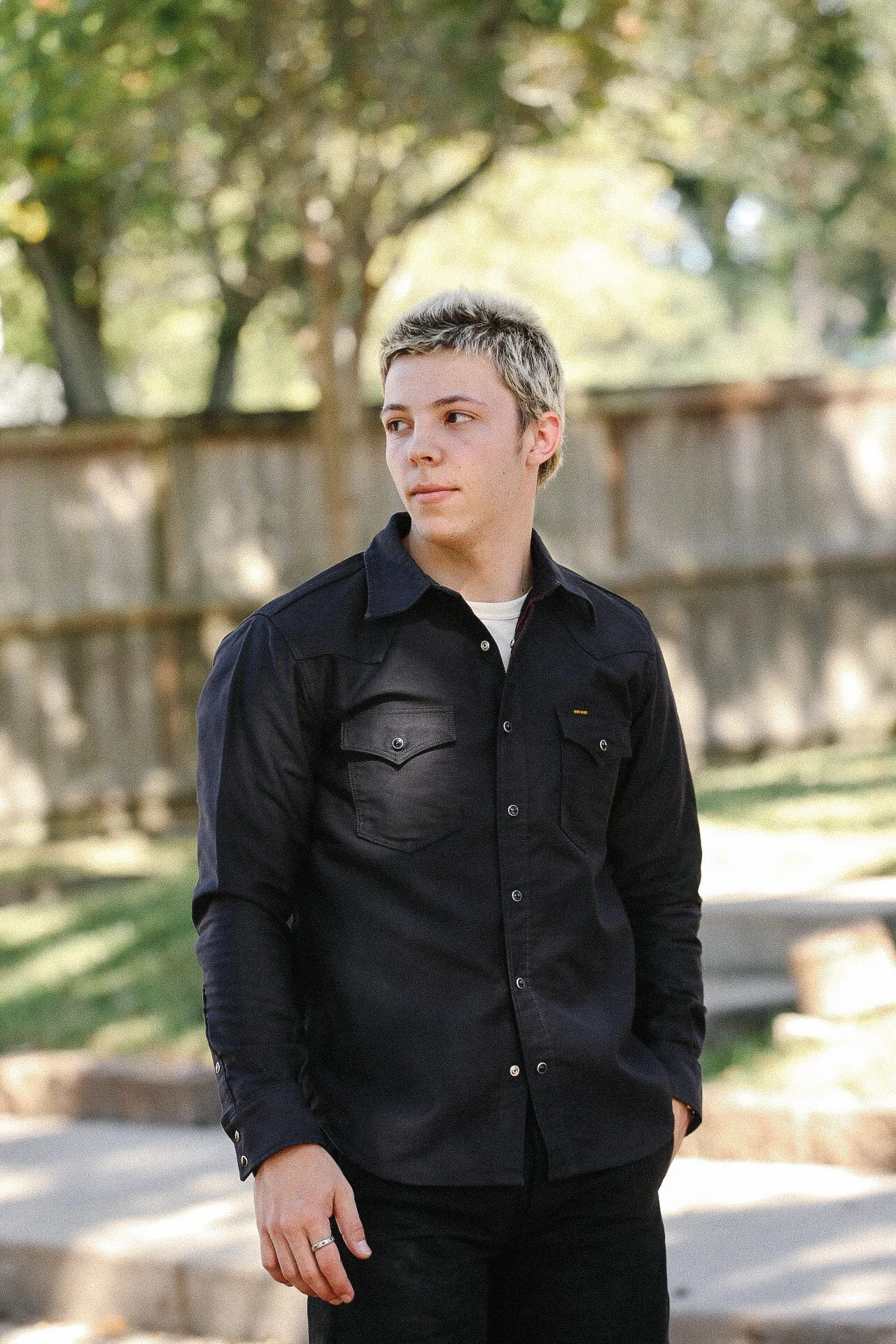 12OZ MILITARY MOLESKIN WESTERN SHIRT - BLACK IHSH-426-BLK - 1