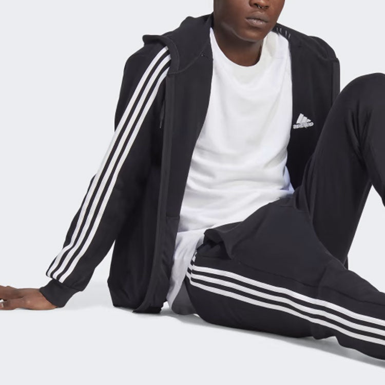 adidas Fleece 3-Stripes Full-Zip Hoodie Jackets 'Black' IB4029 - 4