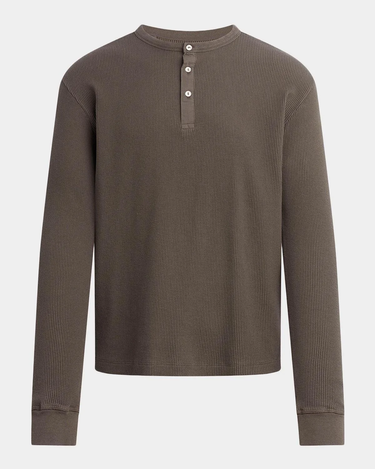 Men's Waffle-Knit Cotton Long-Sleeve Henley - 1