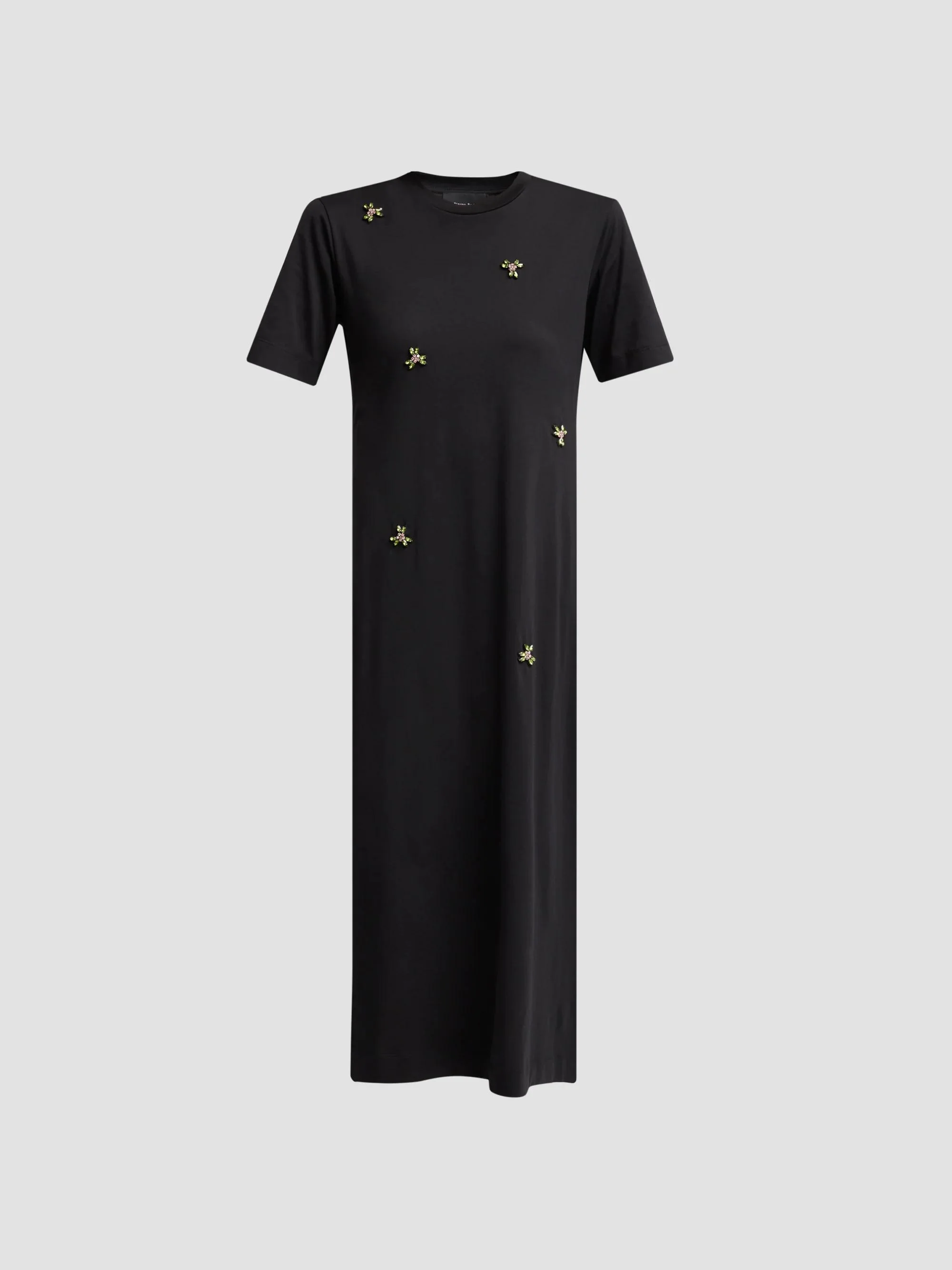 Women's Embellished Easy T-Shirt Dress - Black Rose Multi - 1