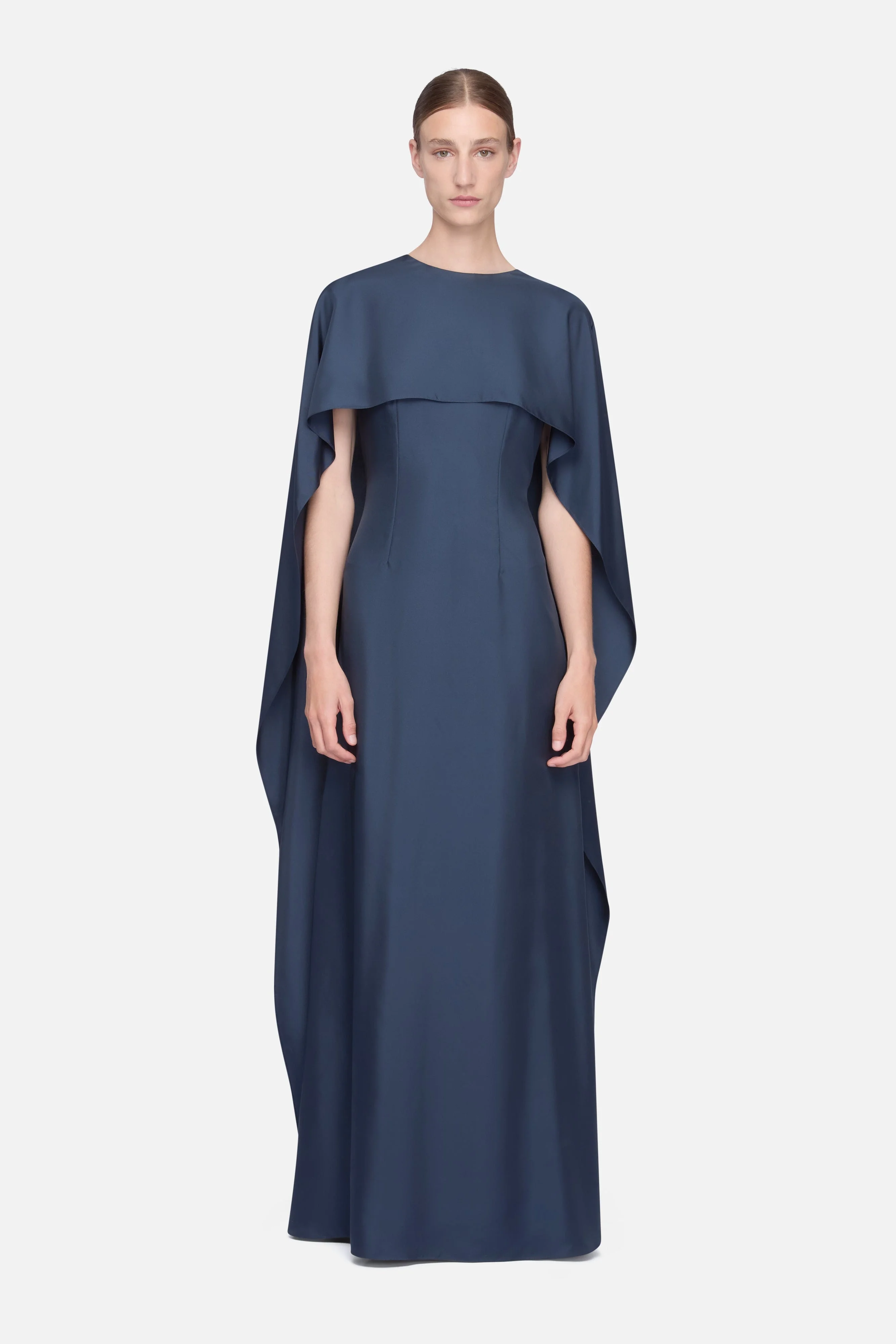 Alphonse Dress in Navy Silk Twill - 1