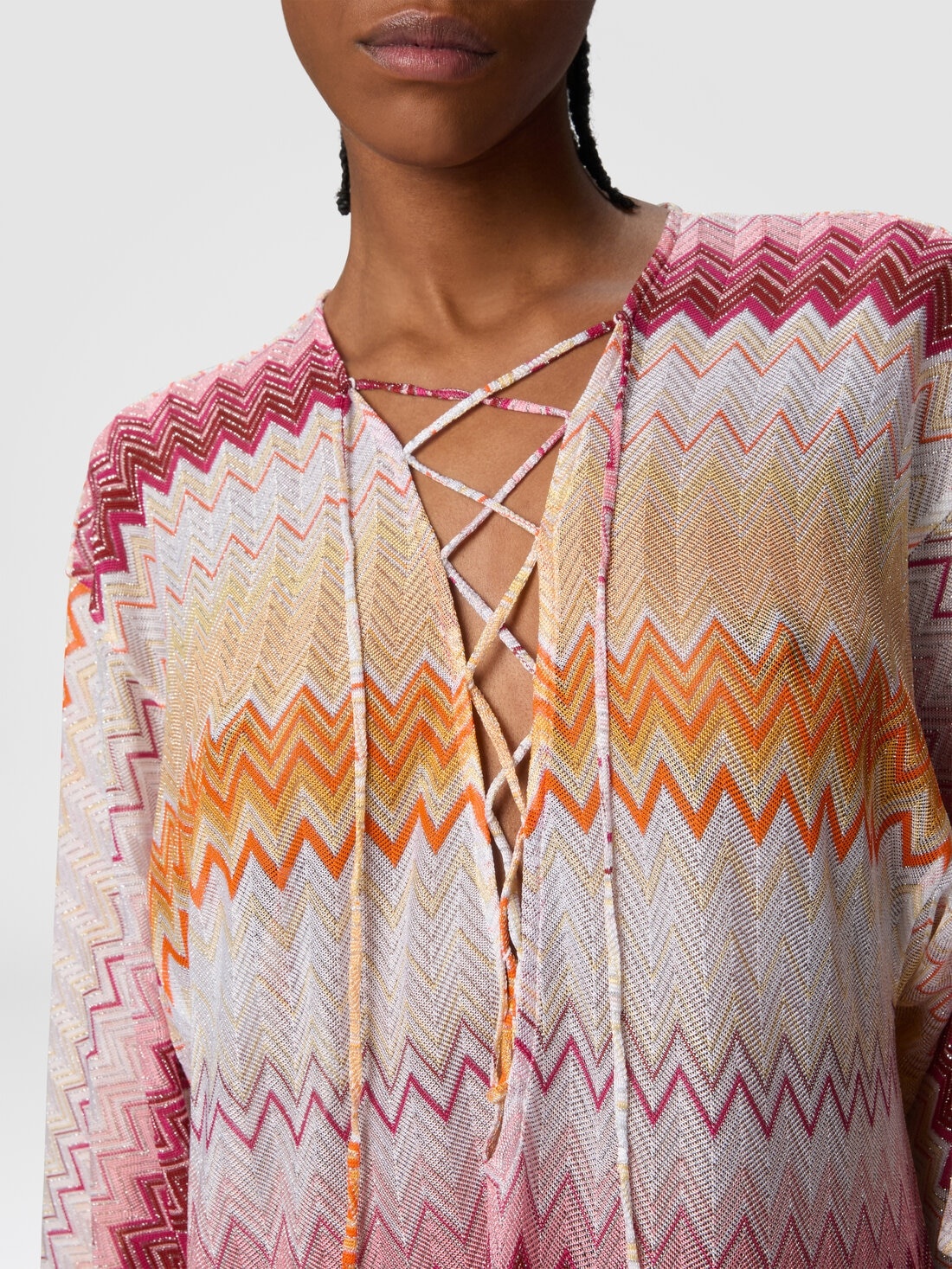 Long cover-up in zigzag lamé viscose blend - 5
