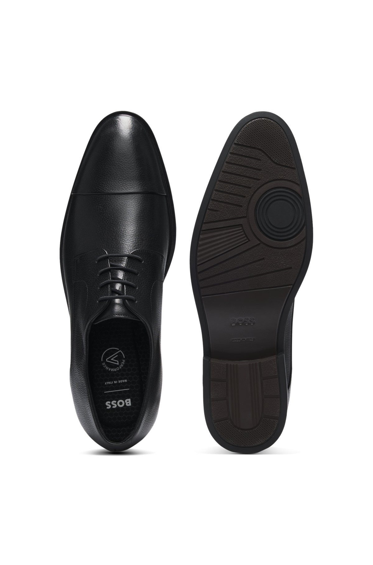 CAP-TOE DERBY SHOES IN GRAINED LEATHER - 3