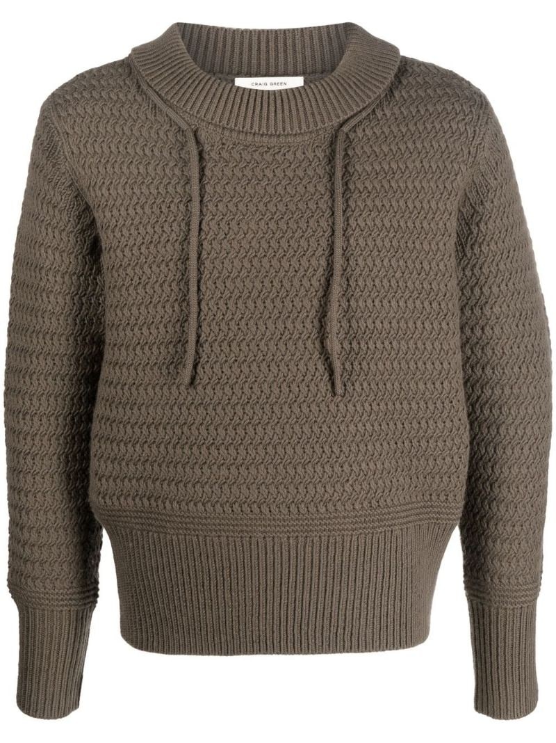drawstring-neck chunky-knit jumper - 1
