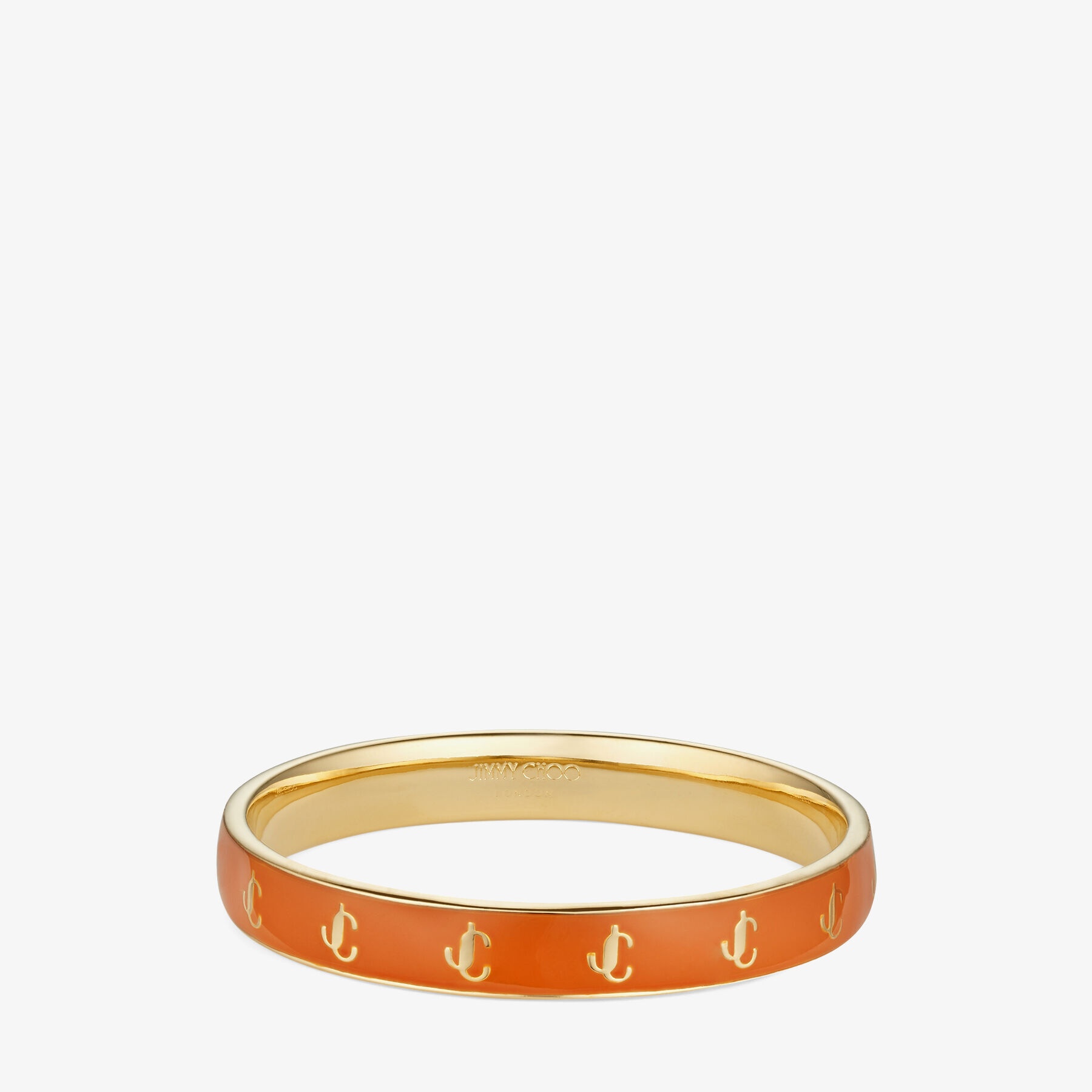 JC Enamel Bangle
Gold-Finish Metal and Amber Orange Enamel JC Bangle - 1