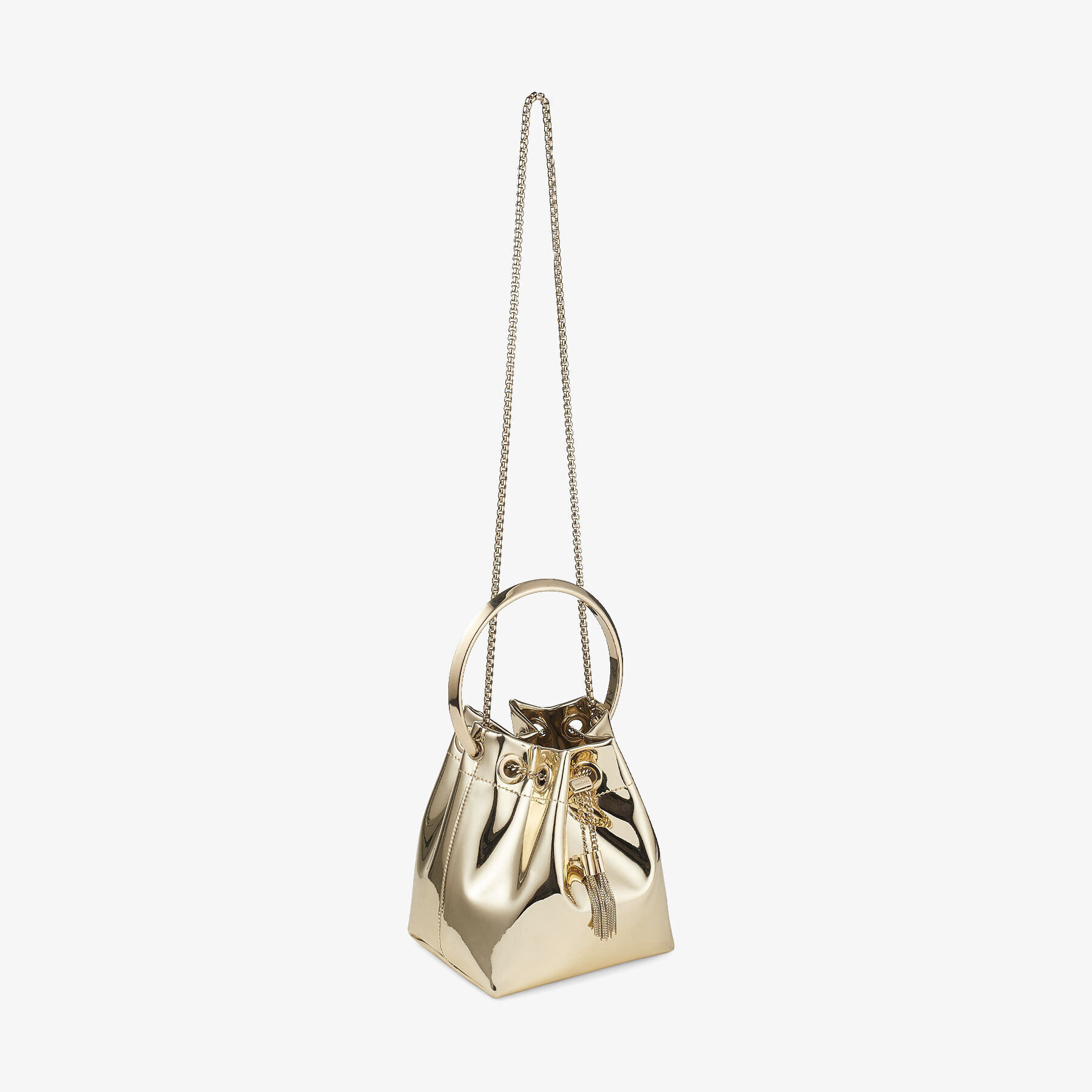 Bon Bon
Gold Mirror Fabric Mini Bag with Metal Handle - 3