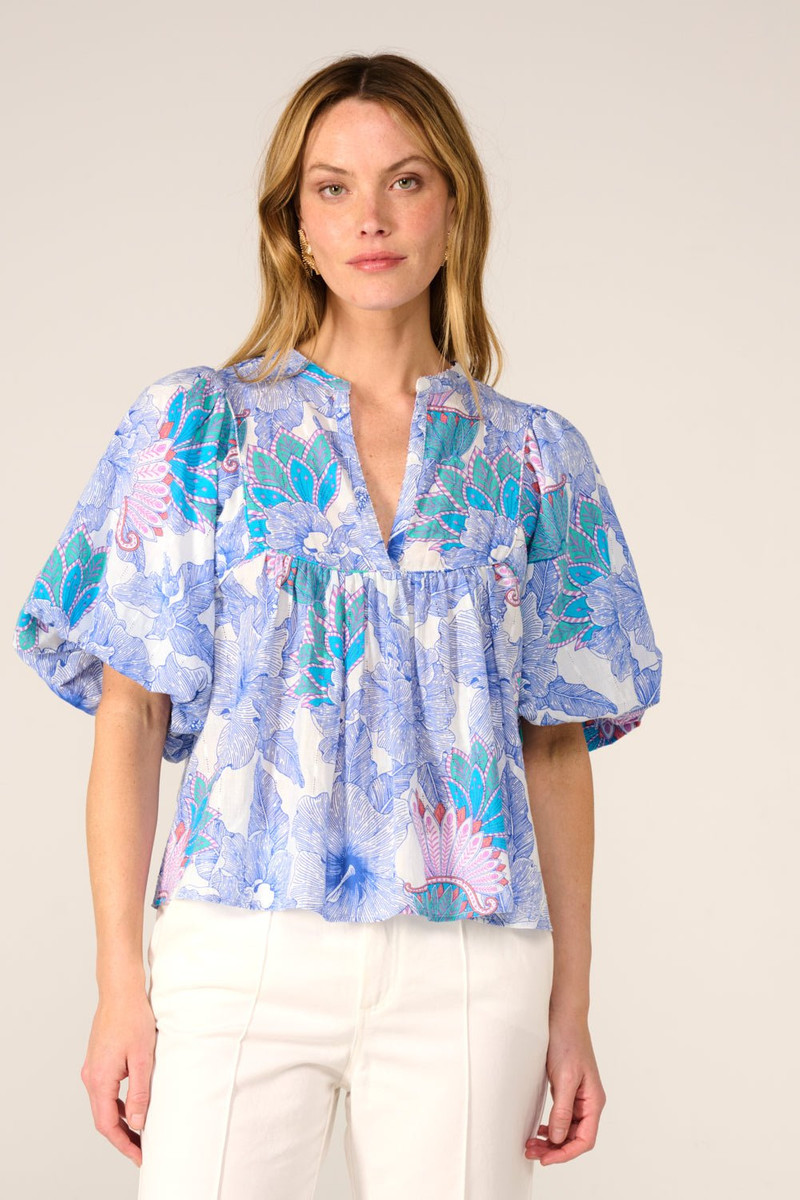 Blouse Flores - Blue Padang 3