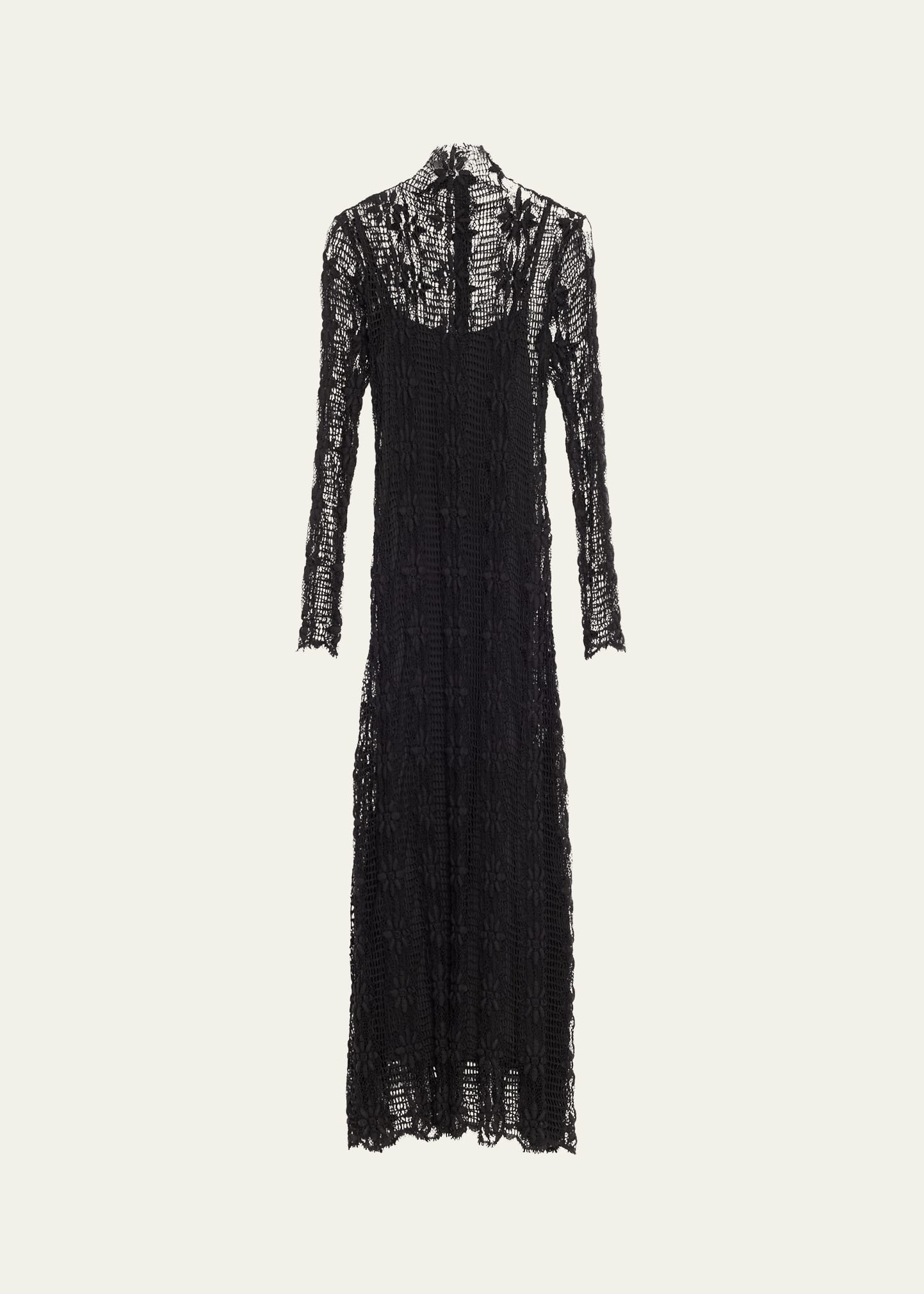 Talia Open Lace Mock-Neck Maxi Dress - 1