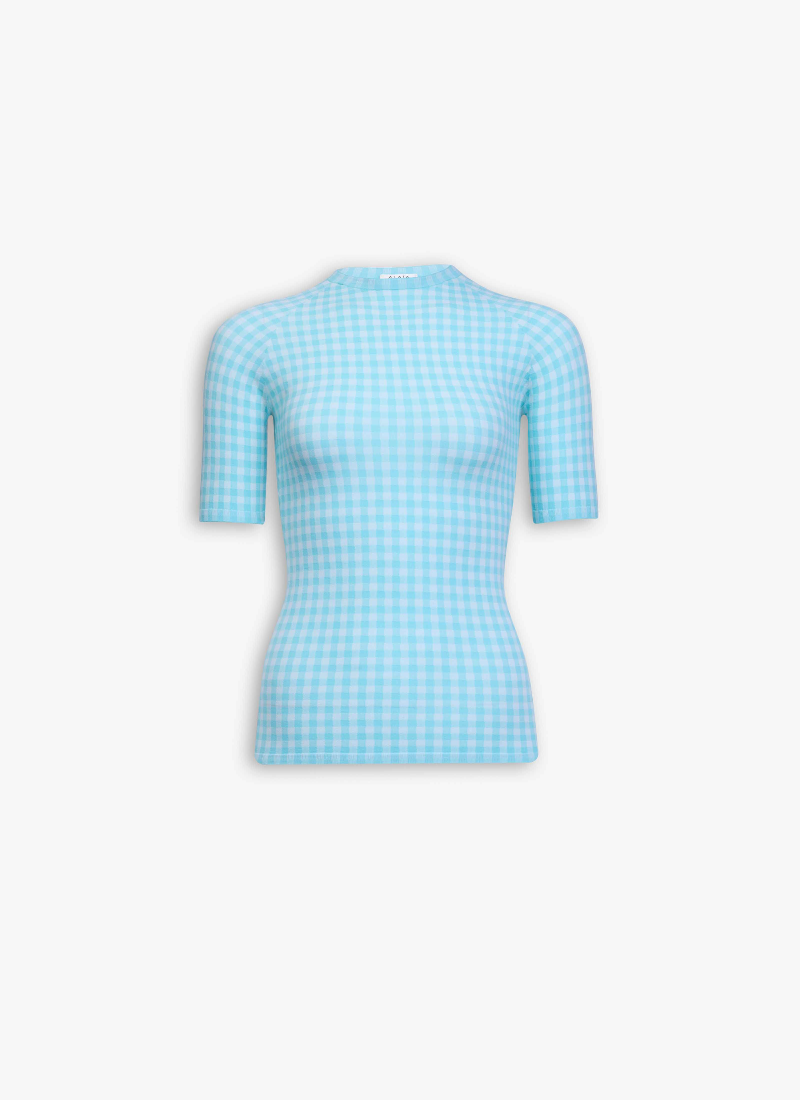 GINGHAM KNIT TOP - 1