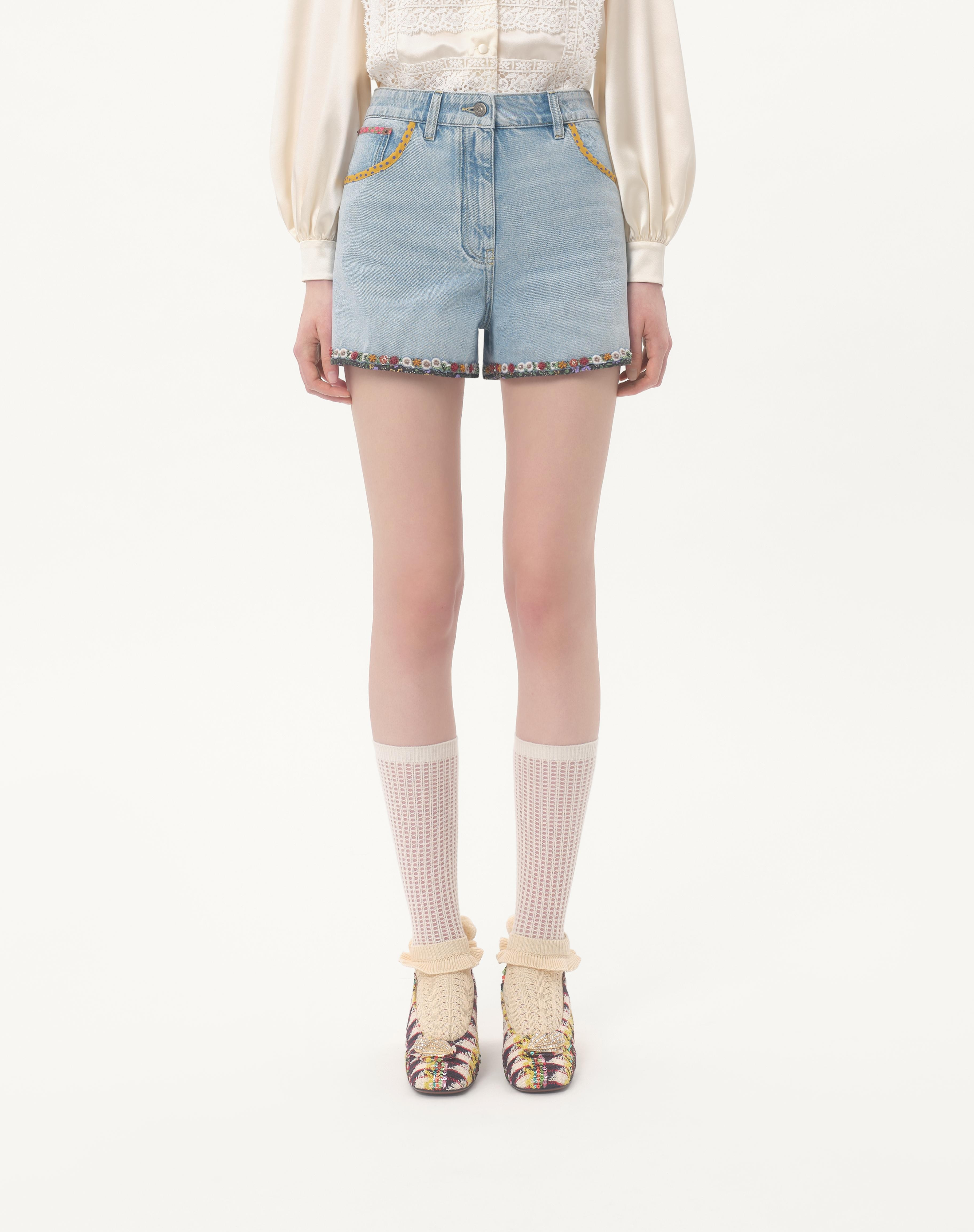 EMBROIDERED DENIM SHORTS - 3
