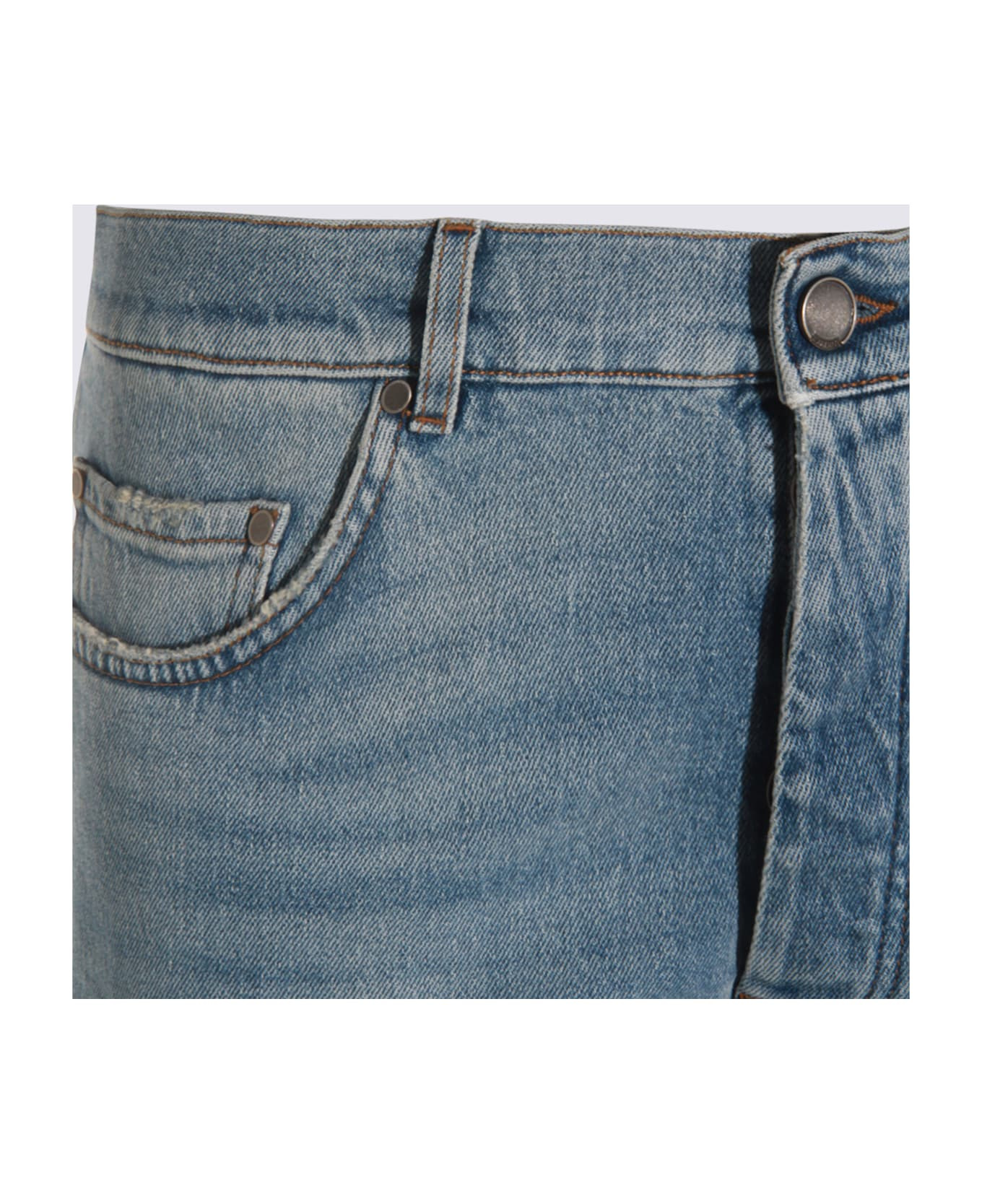 Light Blue Cotton Denim Jeans - 3