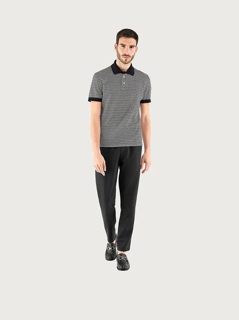FERRAGAMO SHORT SLEEVED POLO WITH JACQUARD GANCINI outlook