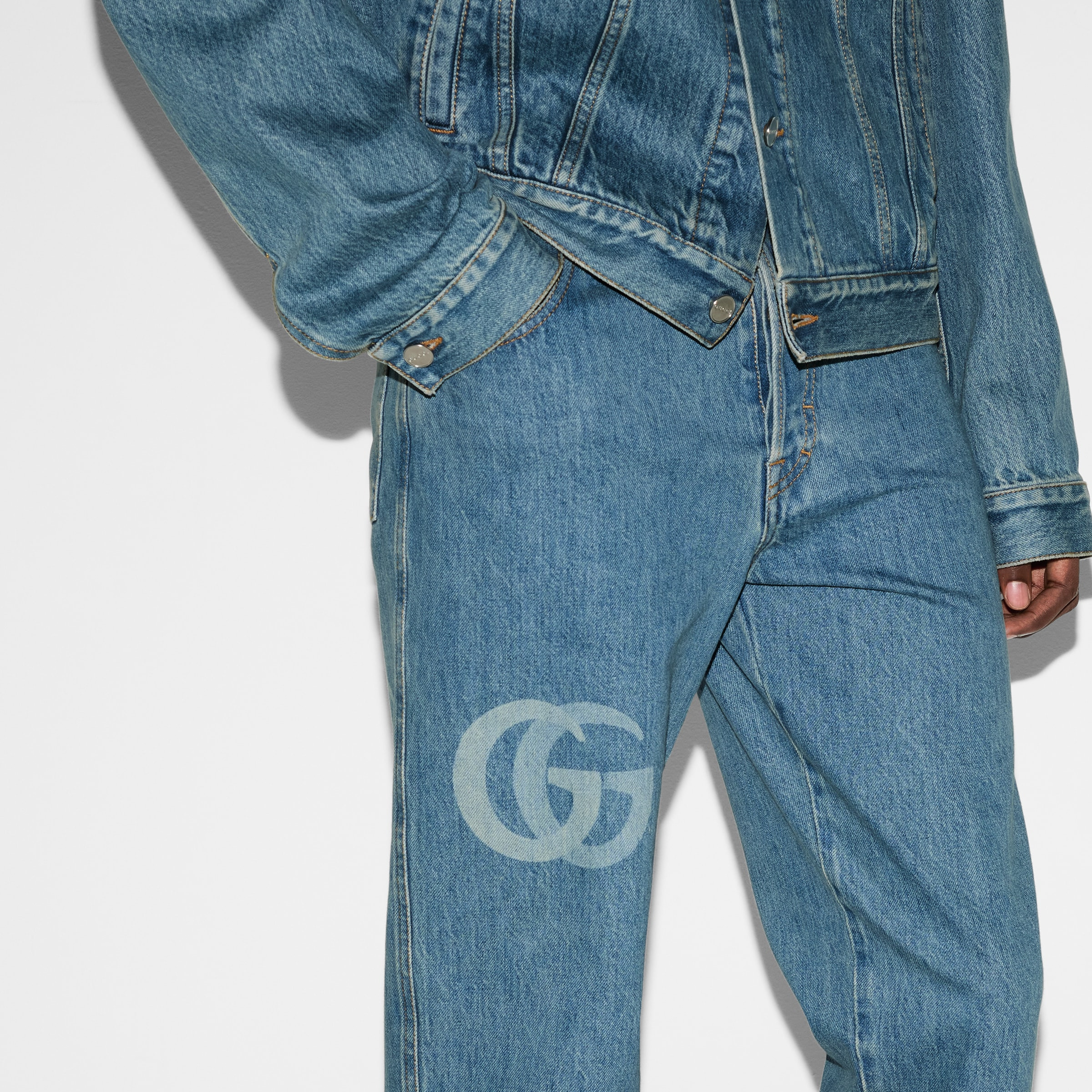 Lasered Double G denim pant - 5