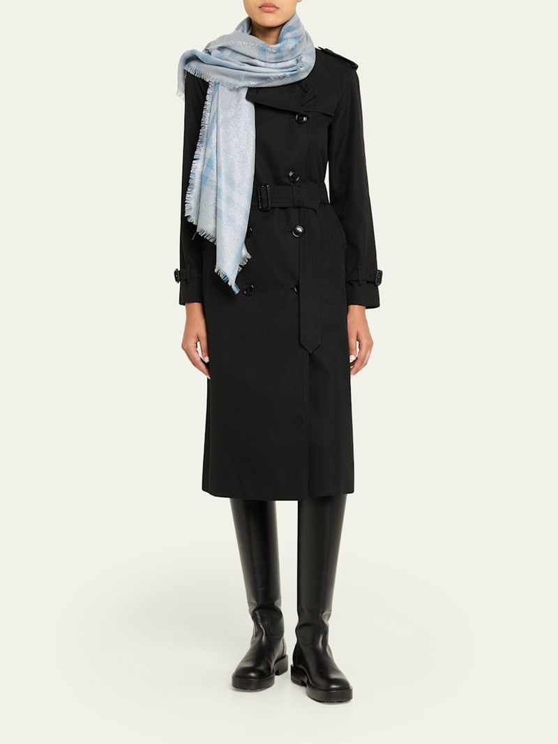 Burberry Metallic Giant Check Wool Scarf outlook