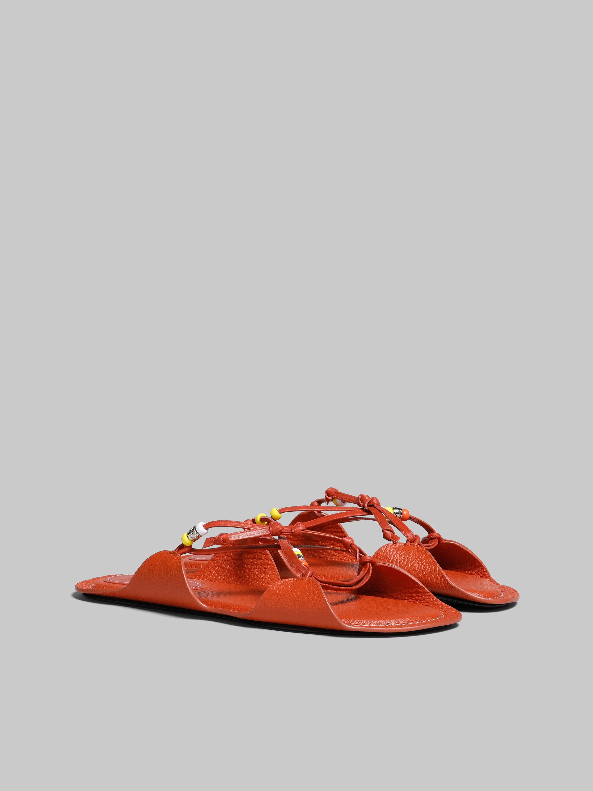 MARNI X NO VACANCY INN - BRICK RED LEATHER SANDALS WITH BEADS - 2