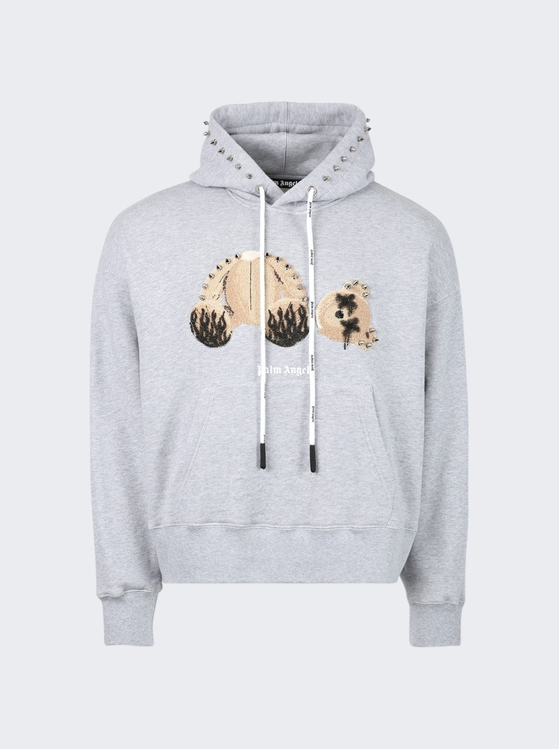 Punk Bear Lurex Fleece Hooded Sweatshirt Melange Grey - 1