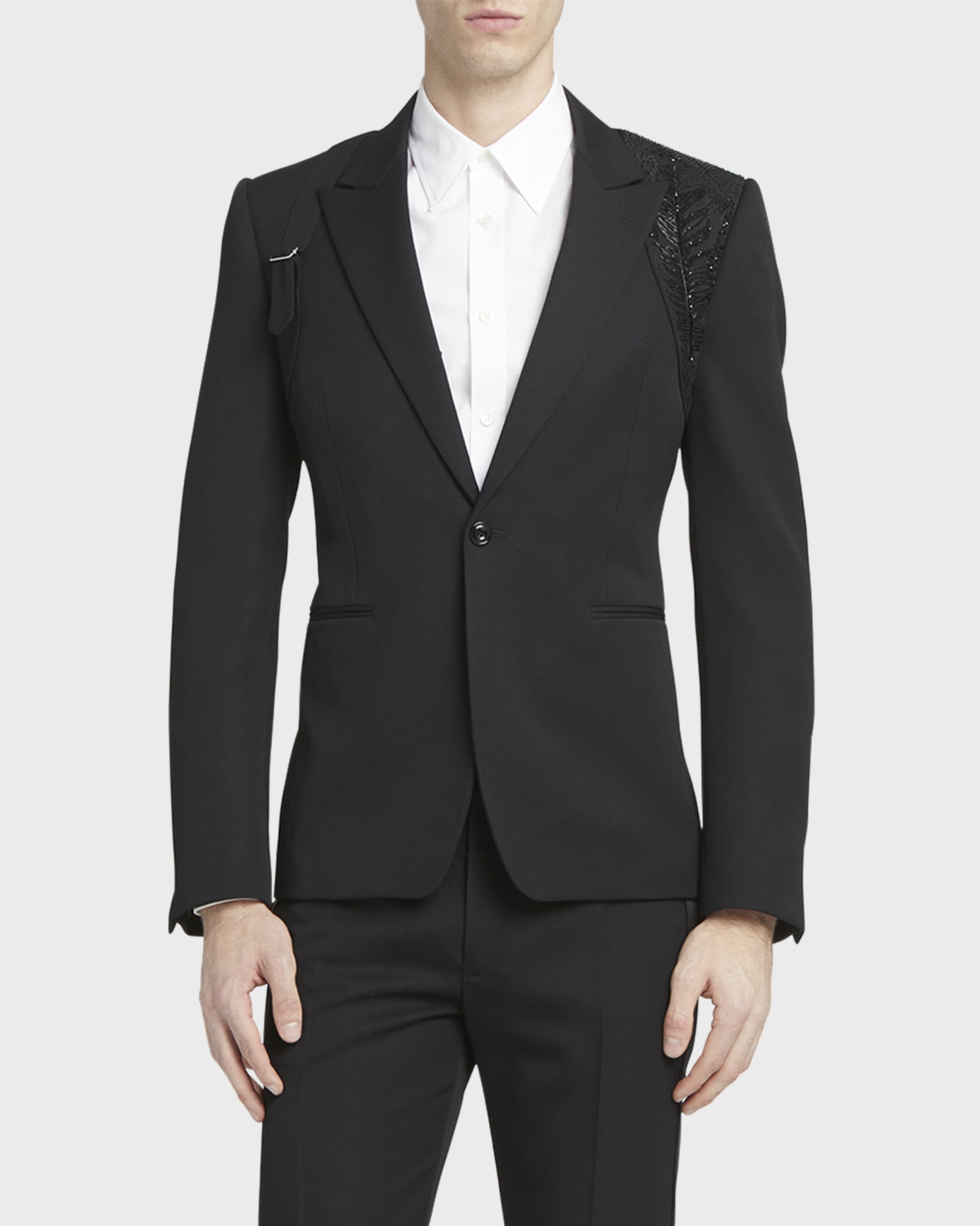 Men's Grain de Poudre Crystal Harness Tuxedo Jacket - 2