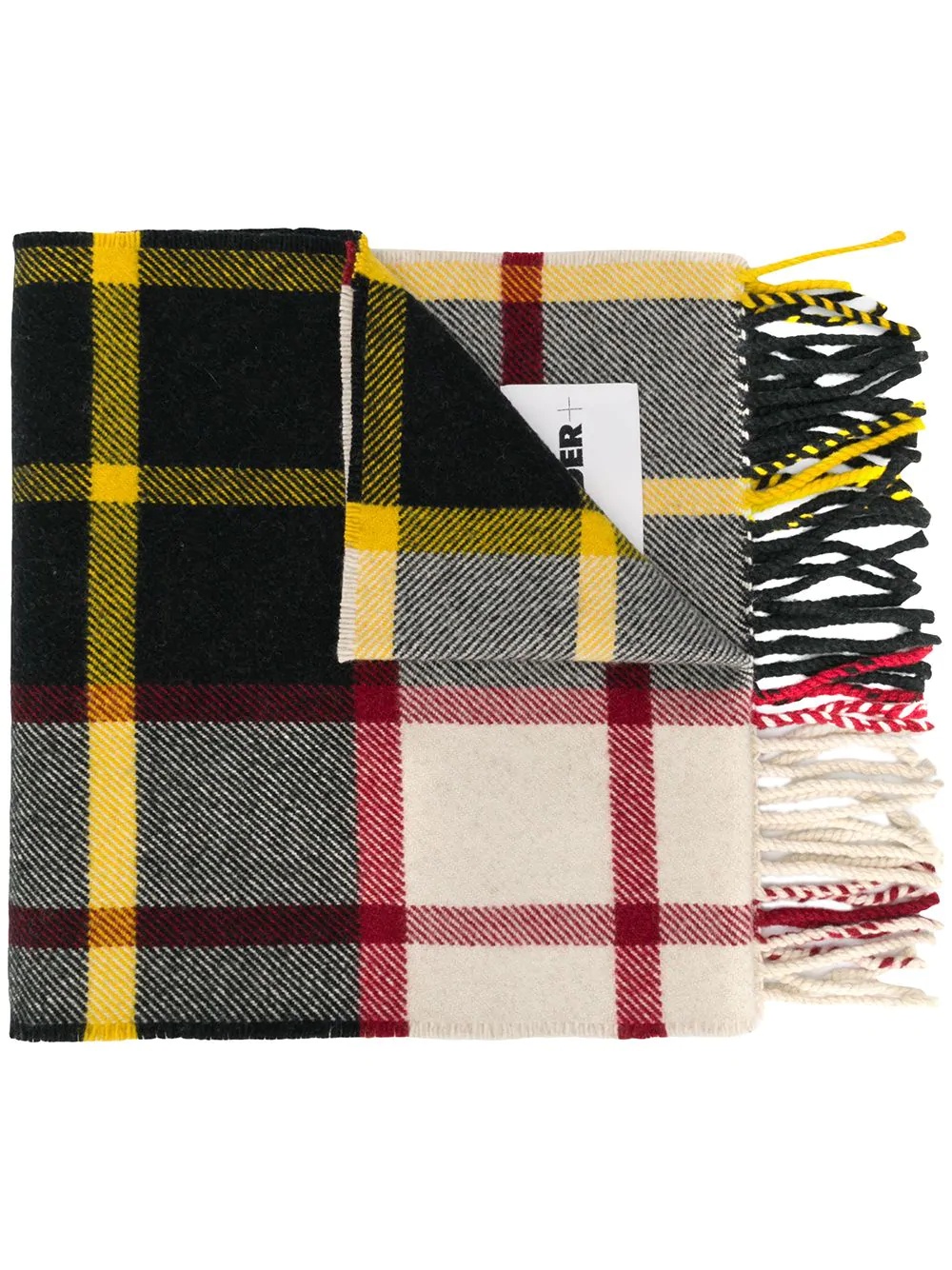 checked logo-patch scarf - 1