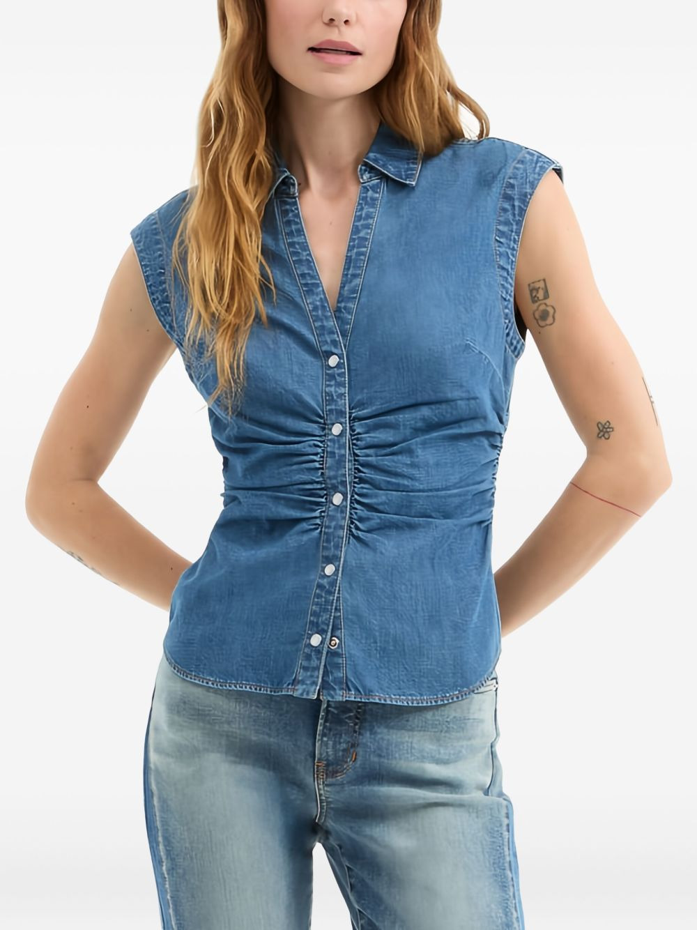 ruched denim top - 4