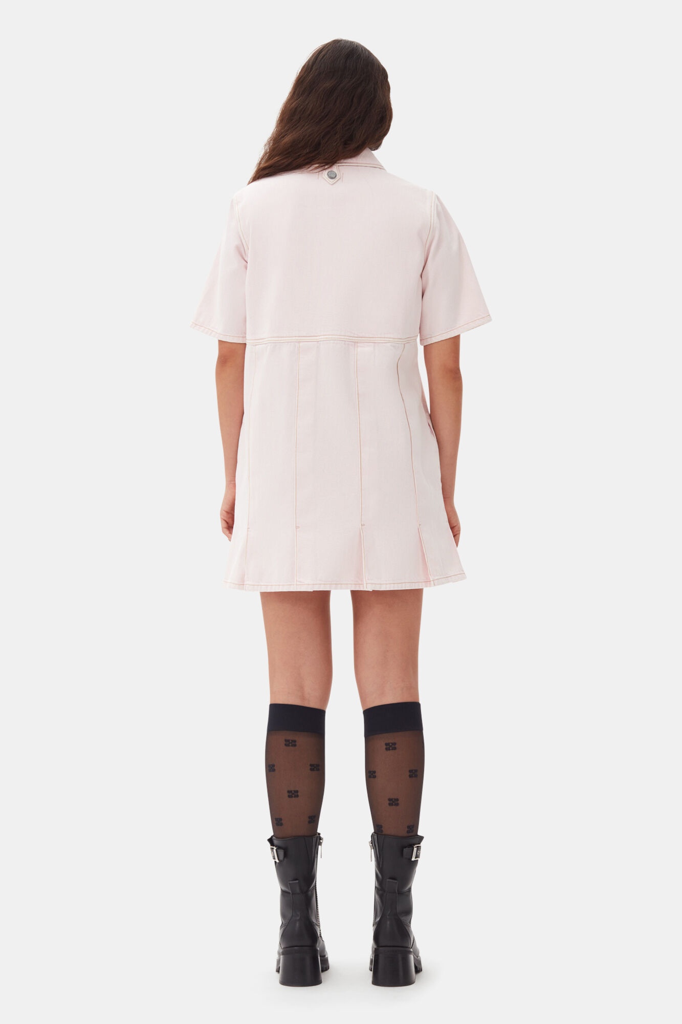 PINK DENIM MINI DRESS - 5