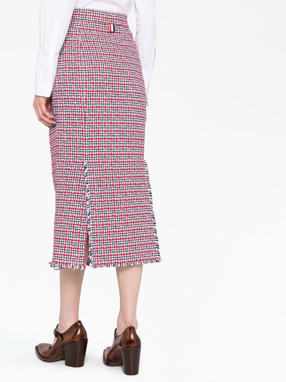 check-pattern tweed midi skirt - 3