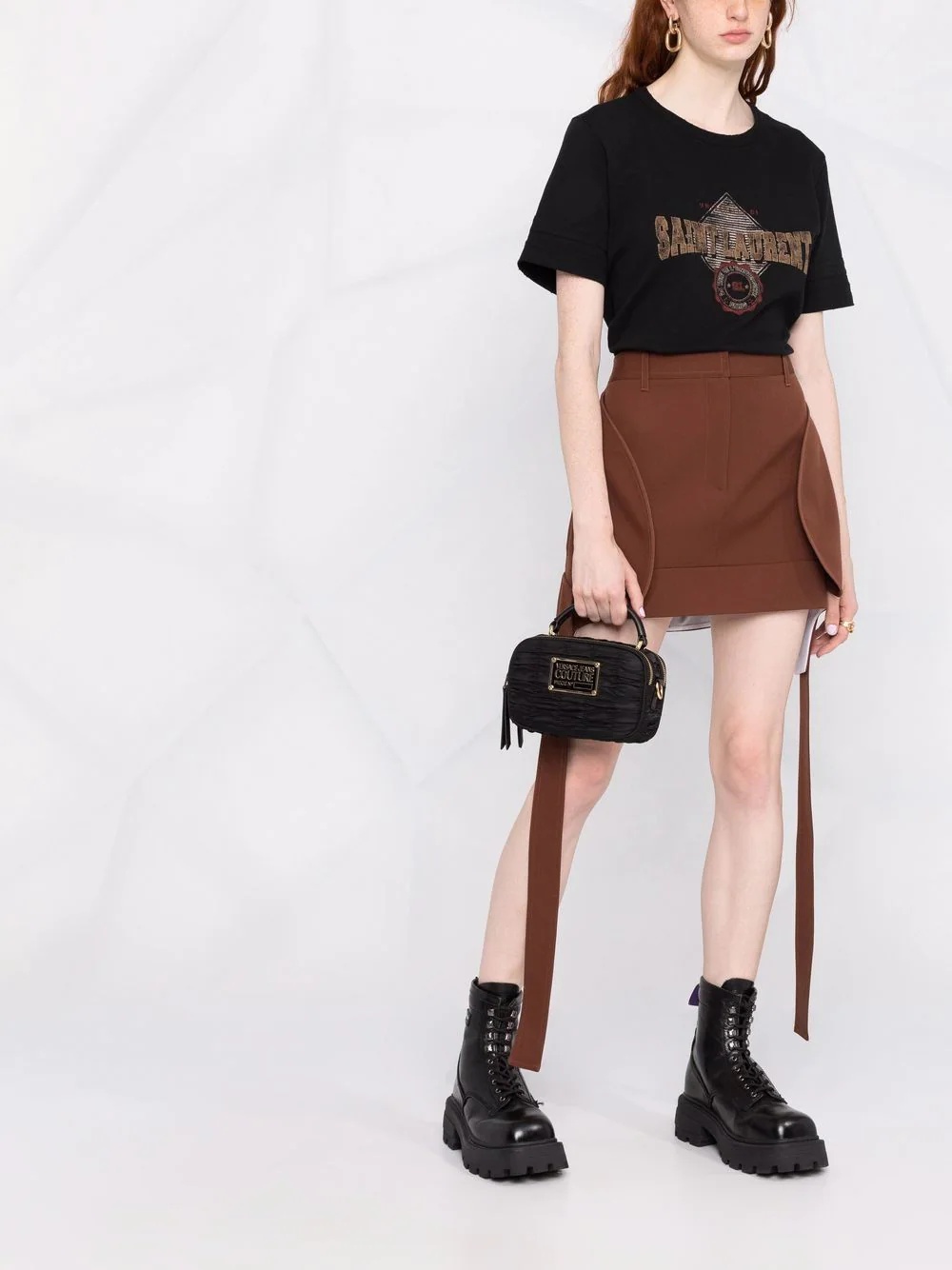 logo-plaque pleated tote bag - 2