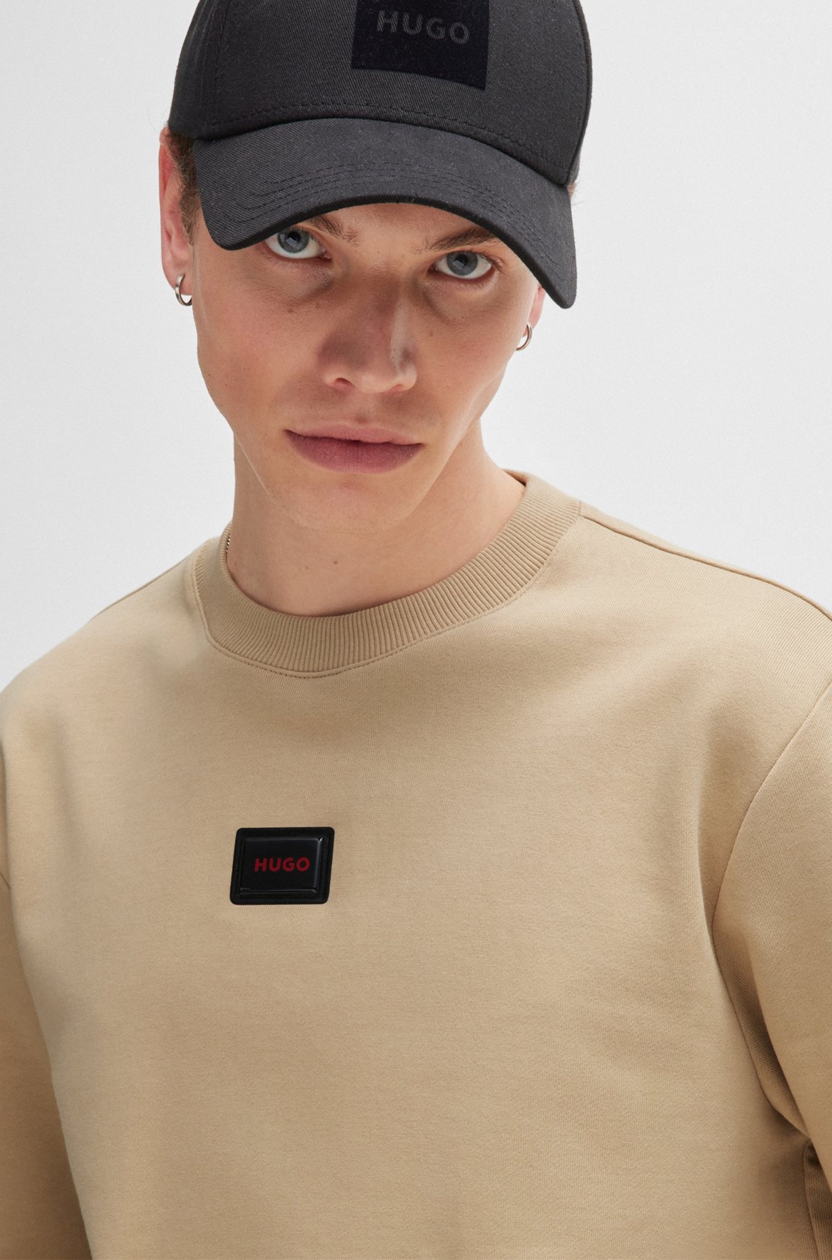 COTTON-TERRY REGULAR-FIT SWEATSHIRT WITH LOGO TRIM - 3