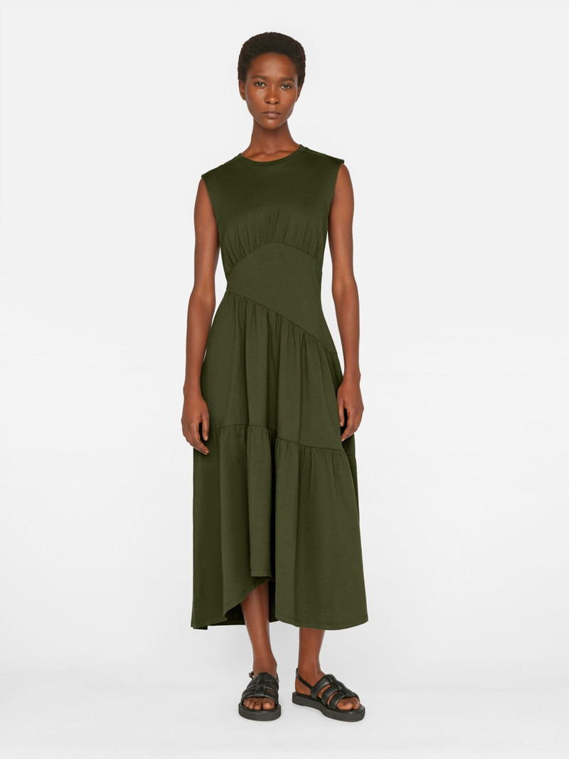 FRAME Gathered Seam Knit Dress in Fatigue outlook