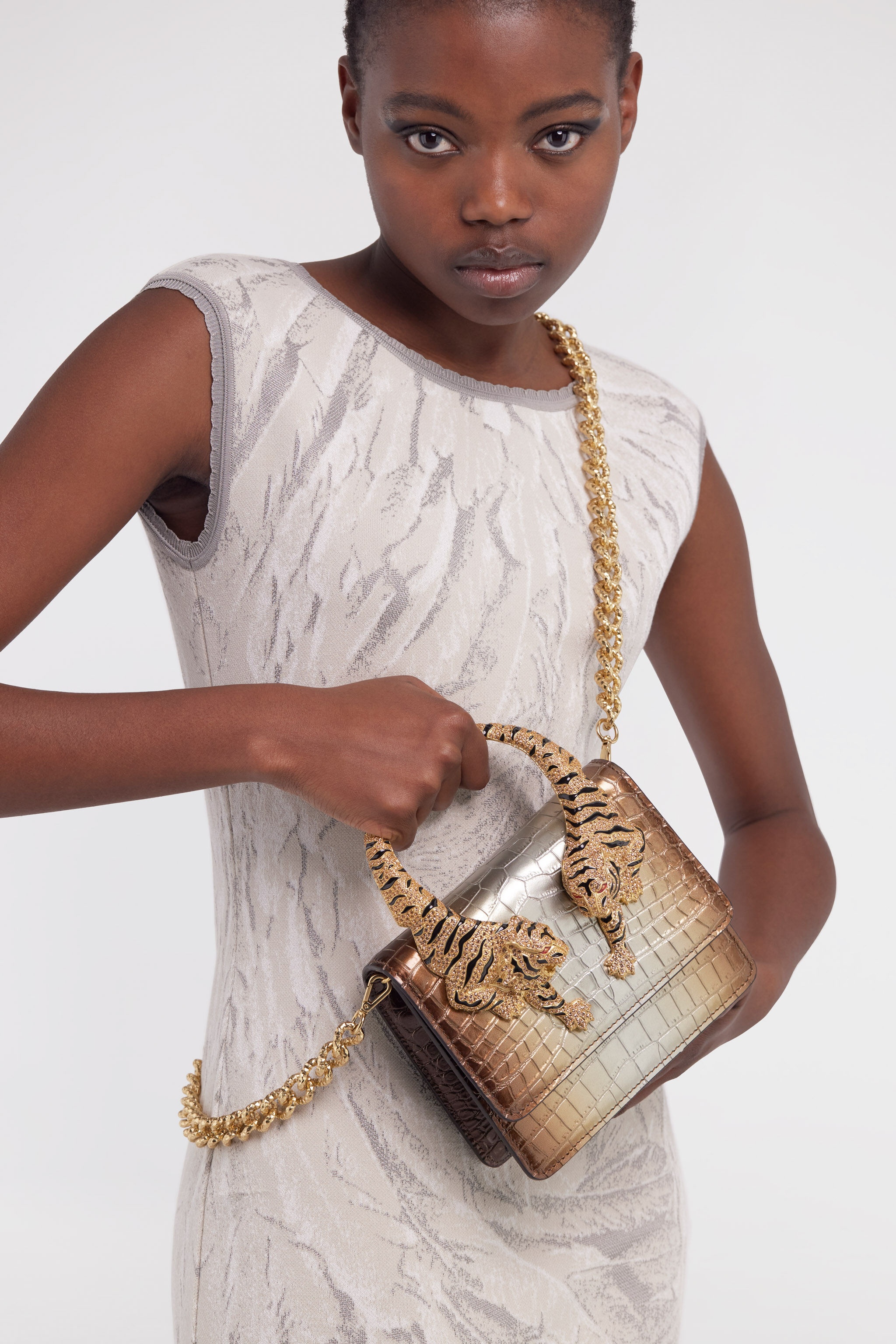 Medium Roar shoulder bag with jewel tigers - 2