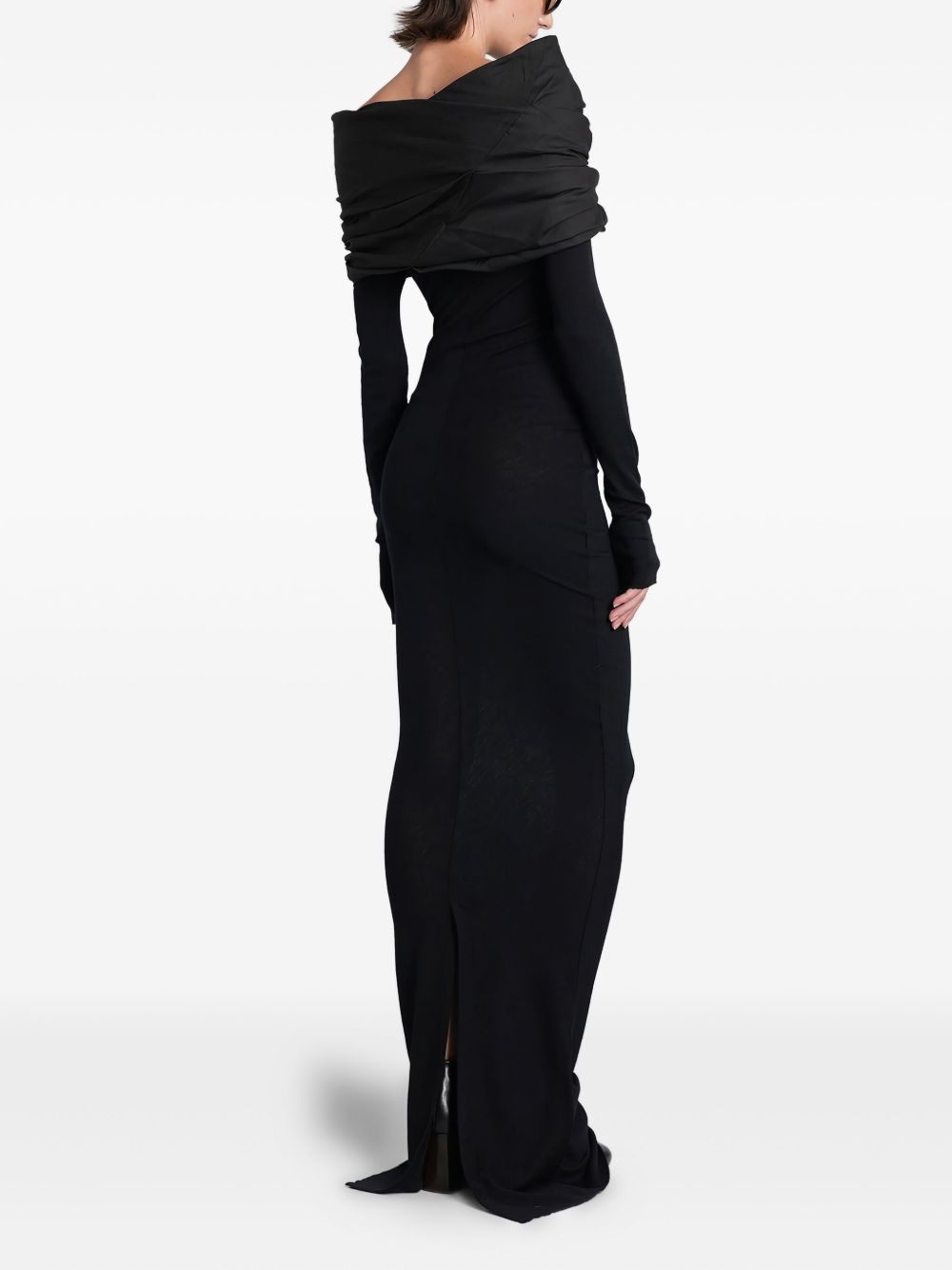 draped-shoulder maxi dress - 2