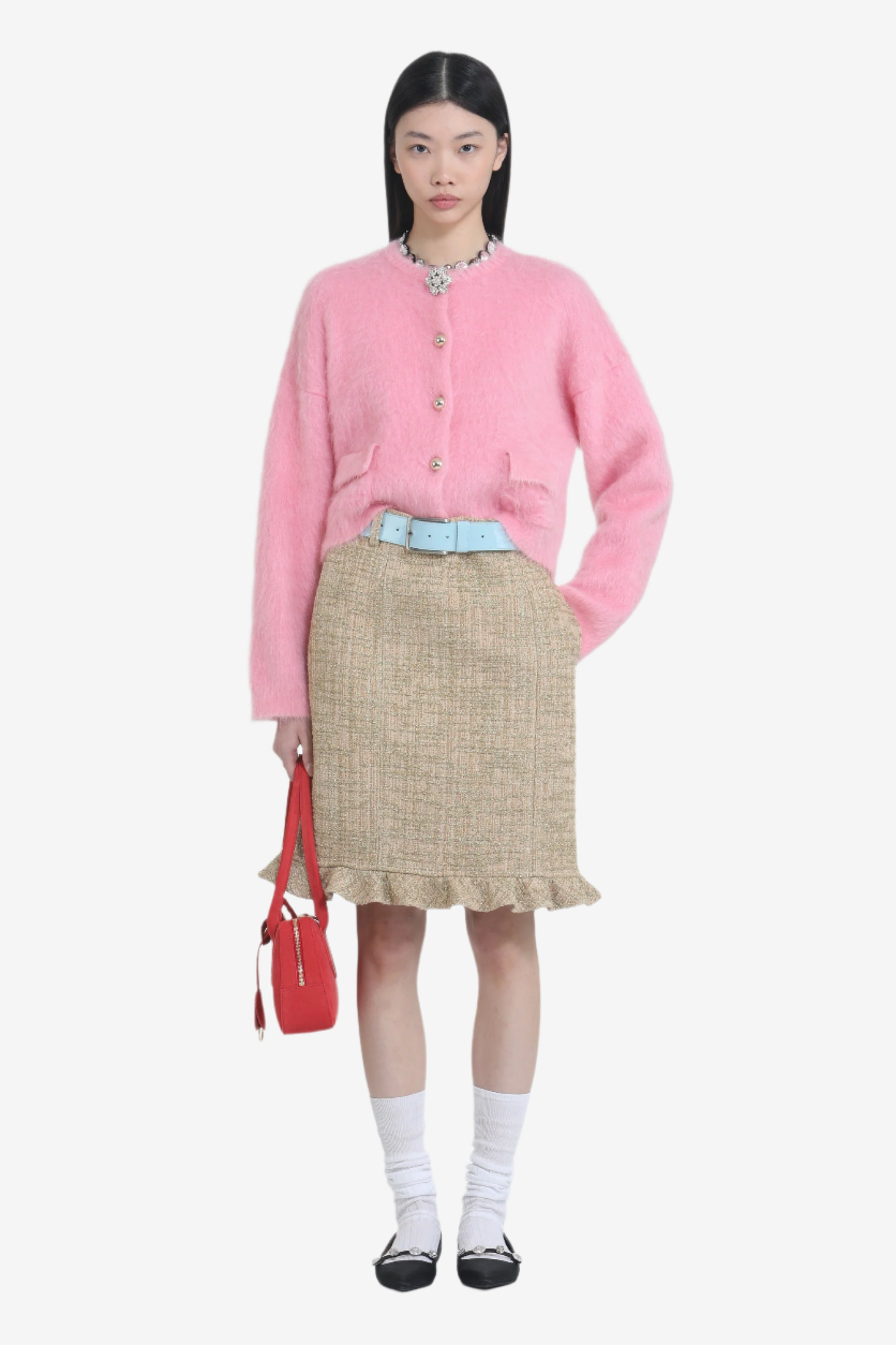 ABOVE-THE-KNEE SKIRT WITH IRREGULAR HEM - 4